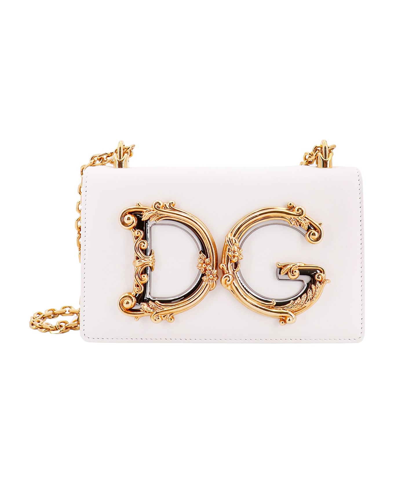 Dolce & Gabbana Shoulder Bag With Logo Plaque - White