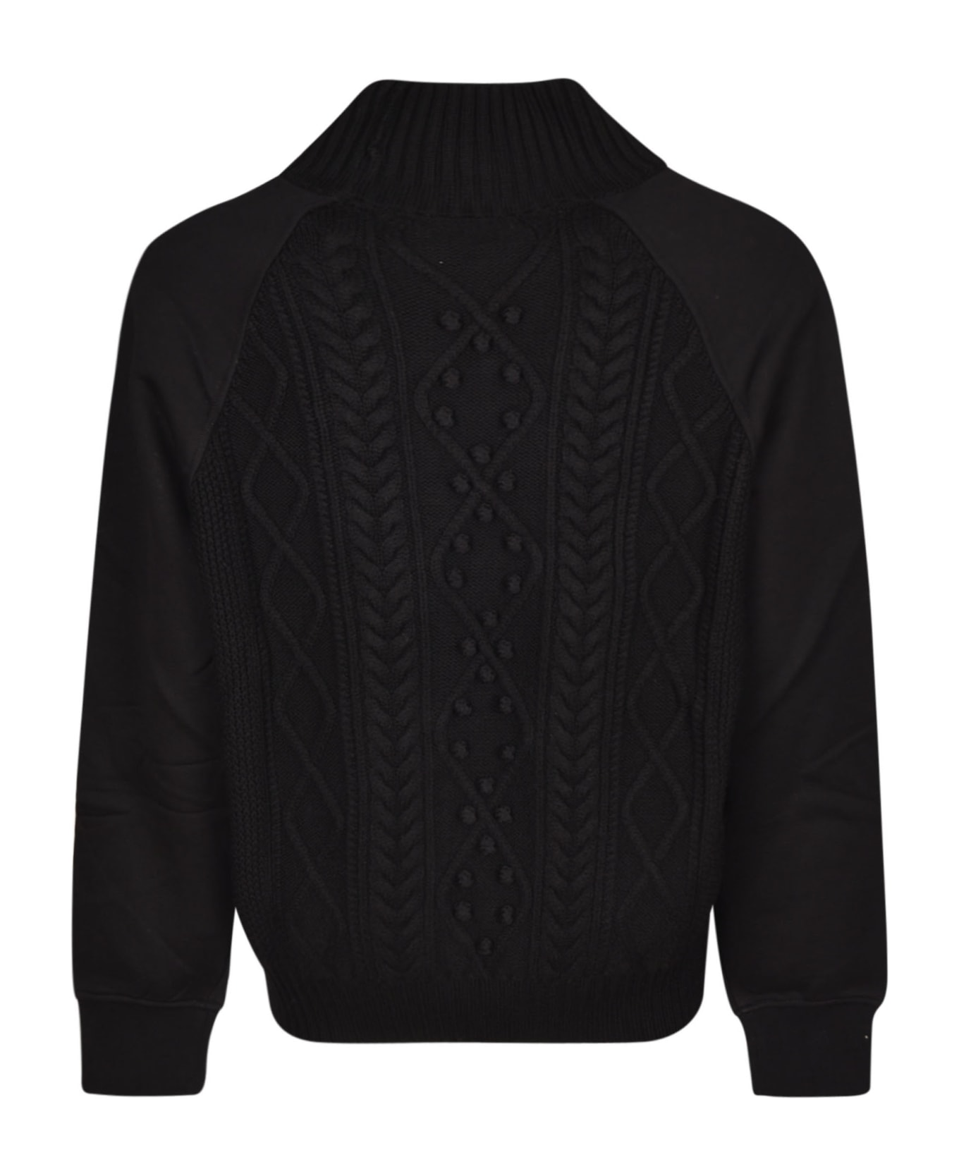 Neil Barrett Hybrid Cable Knit High Neck Sweater - Black