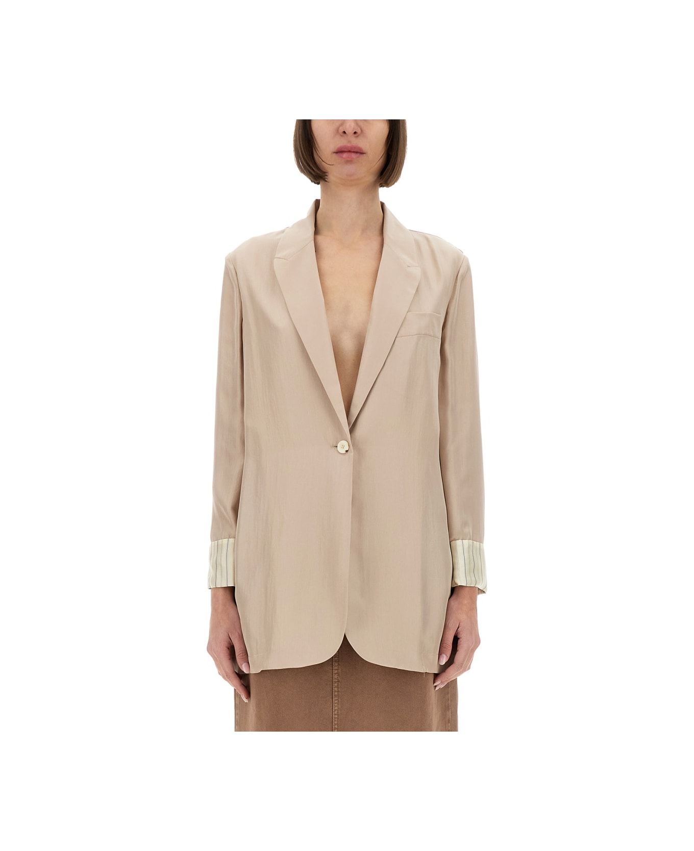 Alysi Silk Blazer - POWDER