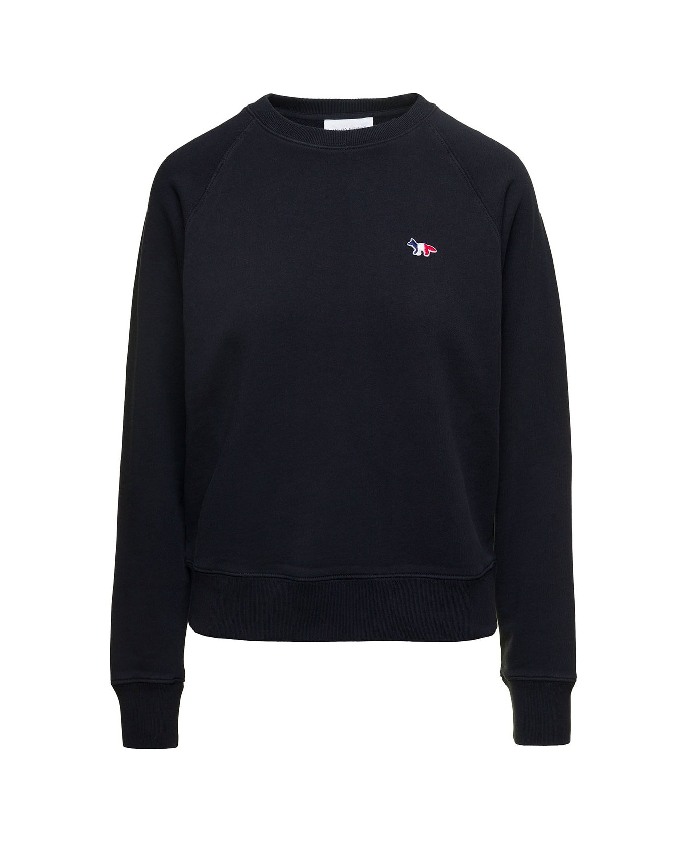 Maison Kitsuné Palais Royal Crewneck Sweatshirt With Logo In Black Cotton Woman - Black