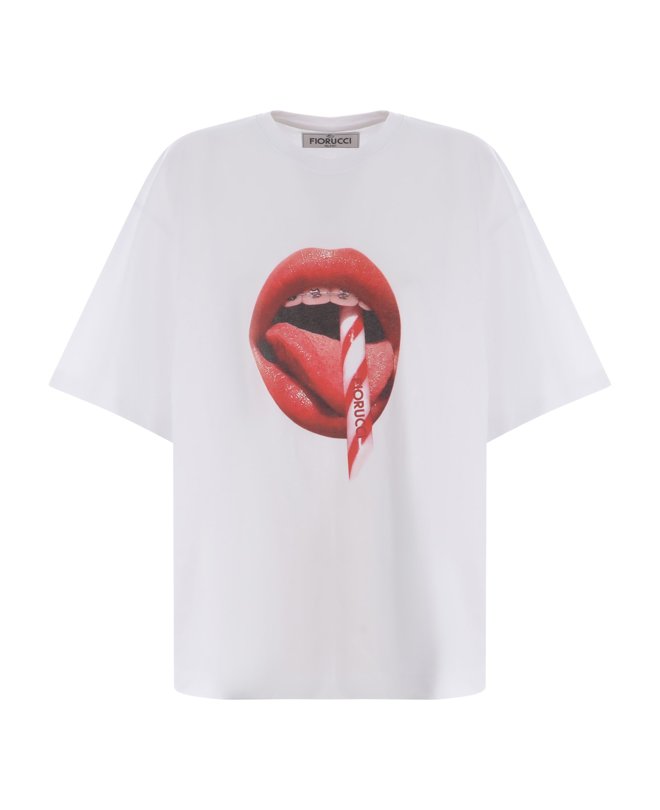 Fiorucci T-shirt Fiorucci "mouth" Made Of Cotton - Bianco