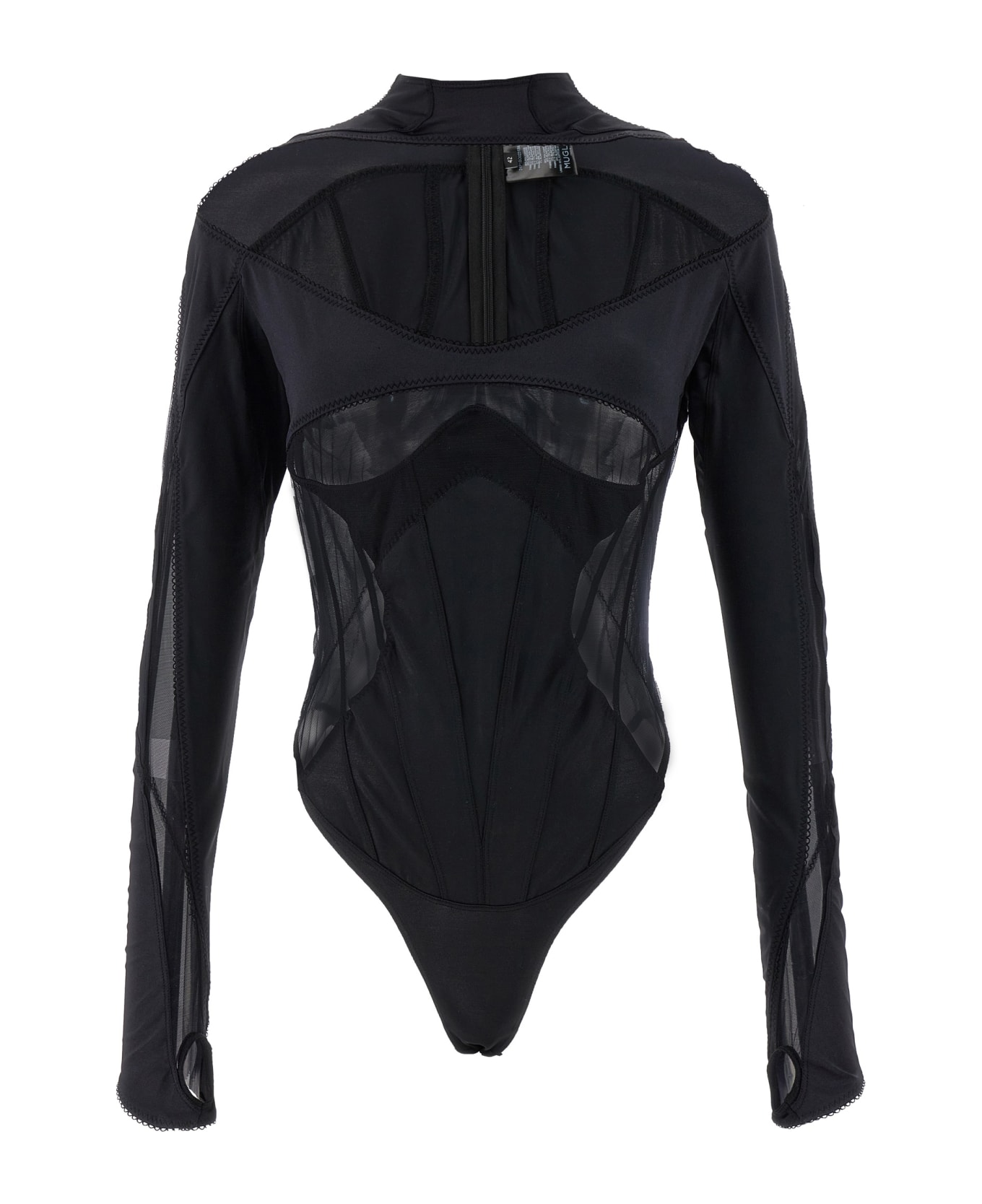 Mugler 'multi-layer Lingerie' Bodysuit - Black  