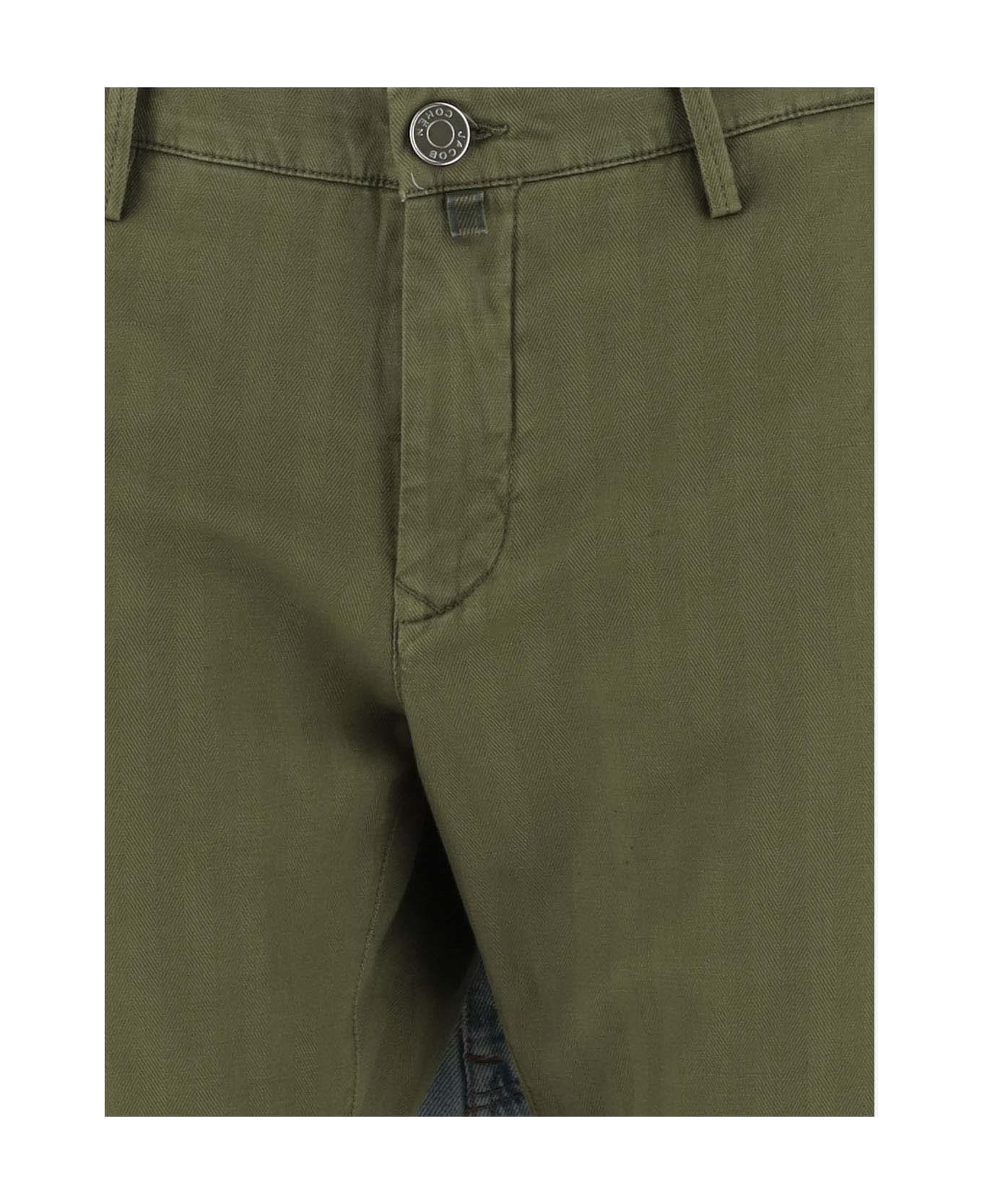 Jacob Cohen Cotton Blend Stretch Pants - Green ボトムス