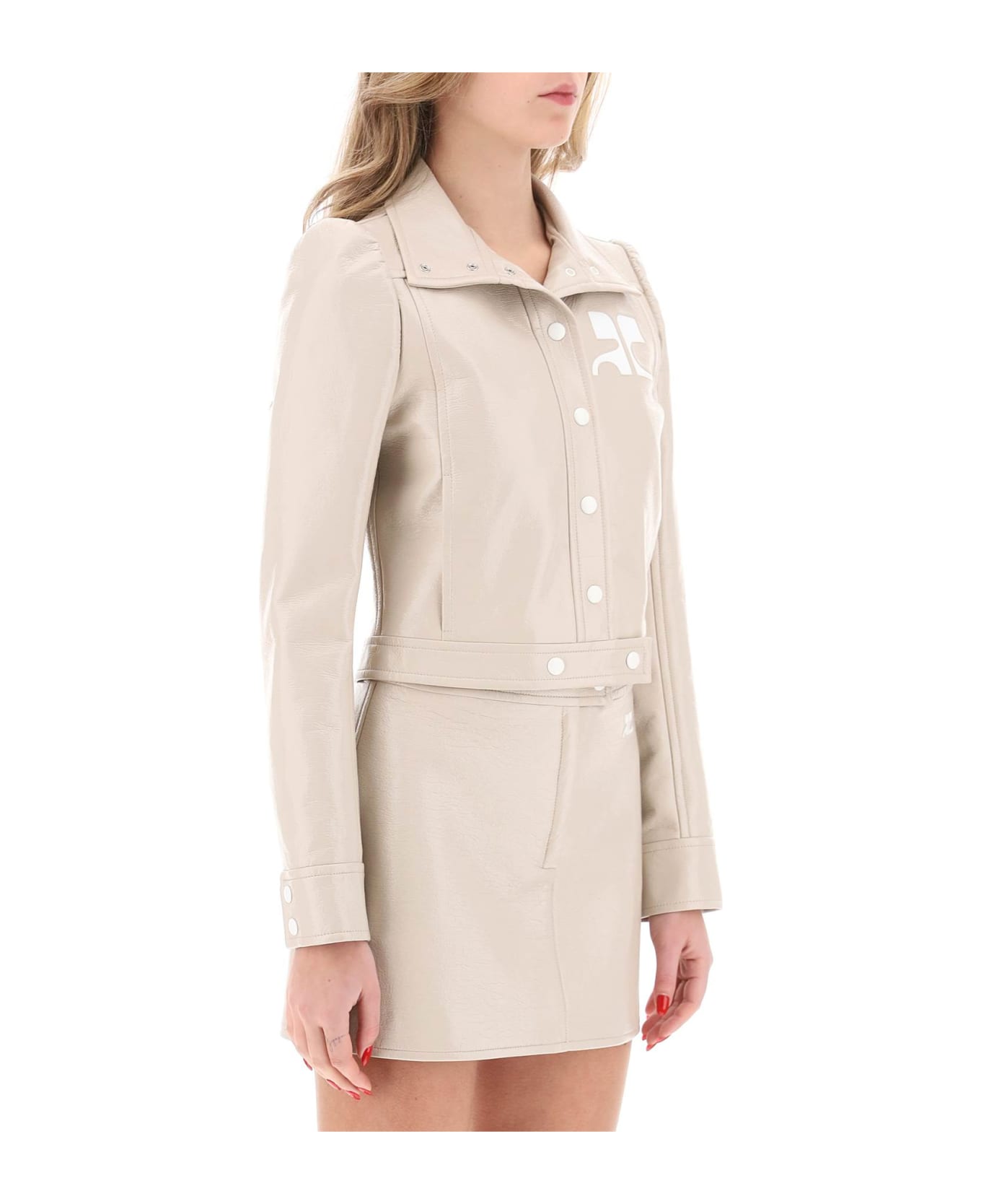 Courrèges Re-edition Jacket In Coated Cotton - MASTIC GREY