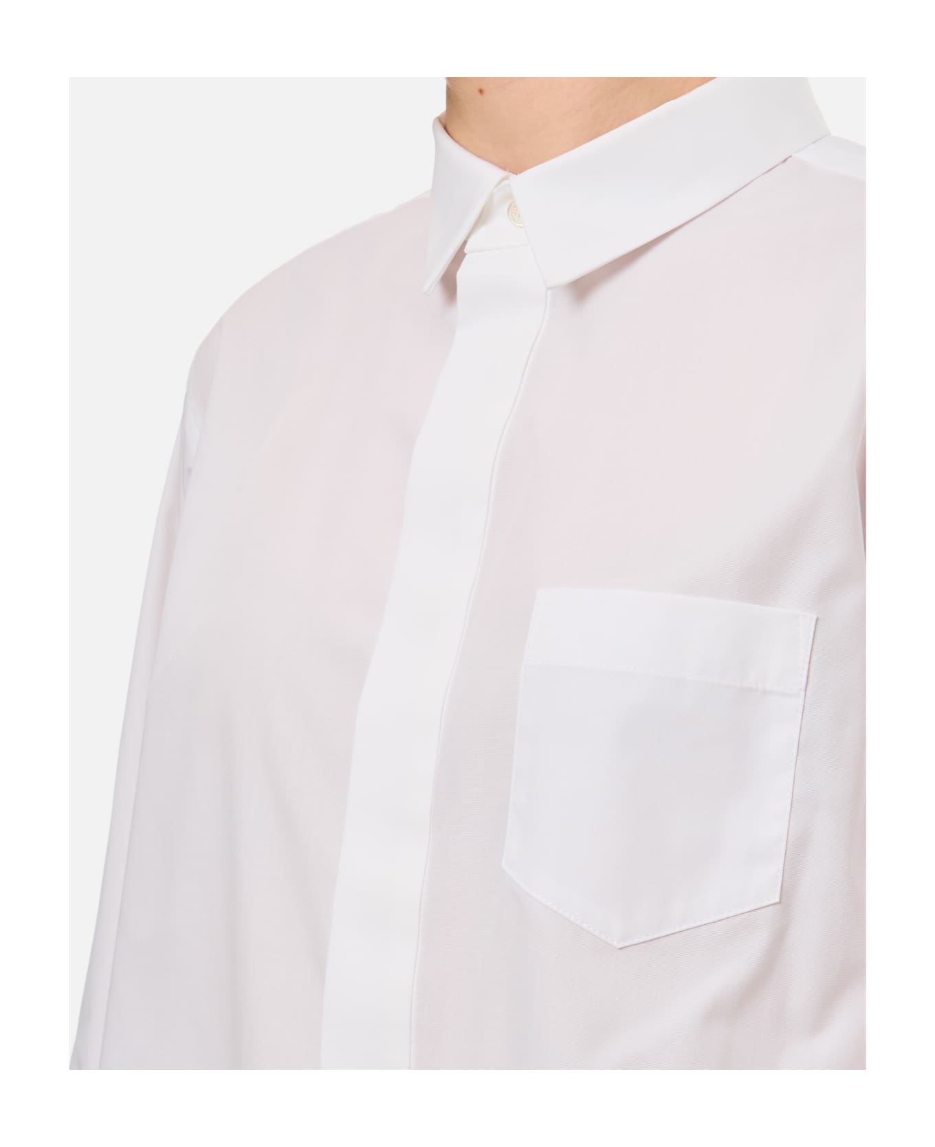 Sacai Cotton Poplin Nylon Twill Shirt - White