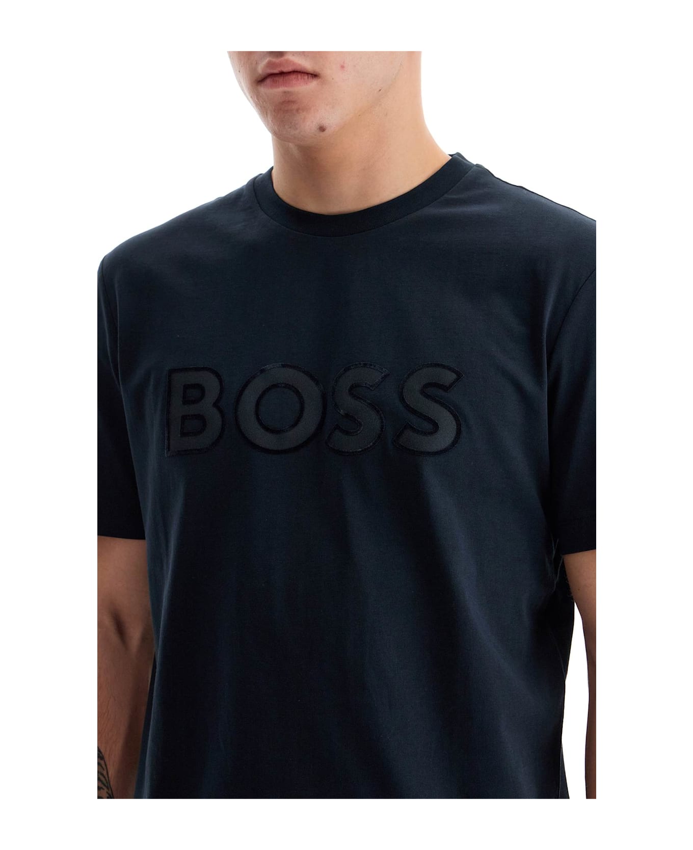 Hugo Boss T-shirt With Patch Logo Design - DARK BLUE (Blue) シャツ