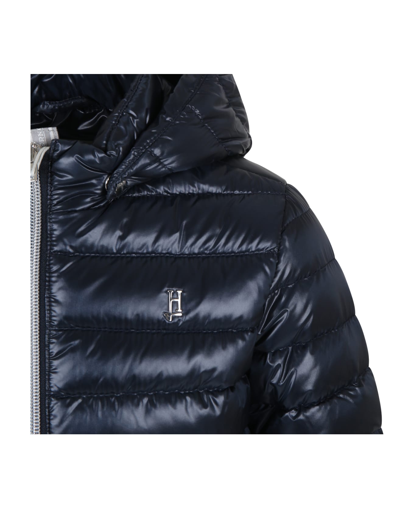 Herno Blue Down Jacket For Boy With Logo - Blue