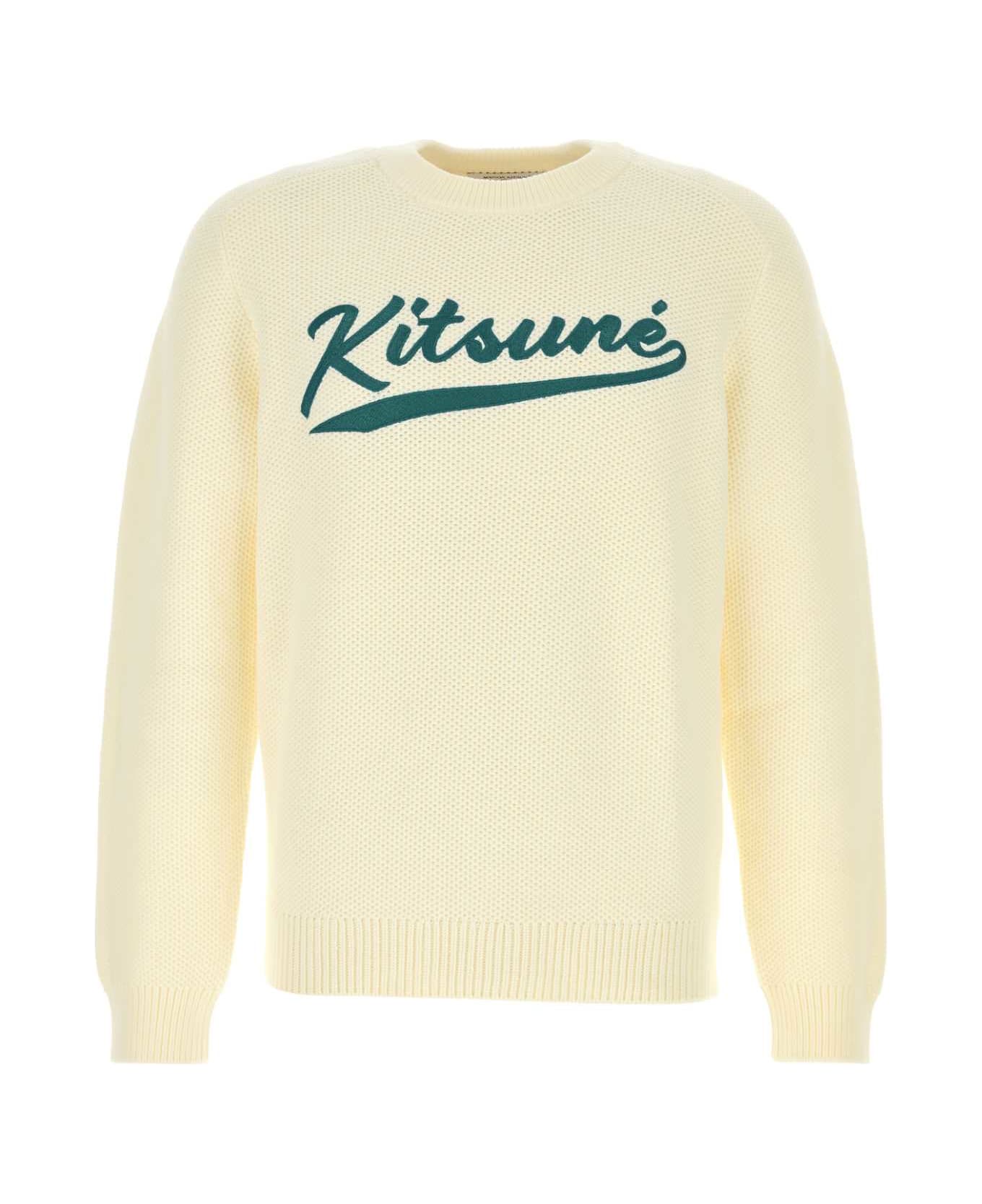 Maison Kitsuné Ivory Cotton Blend Sweater - MILK