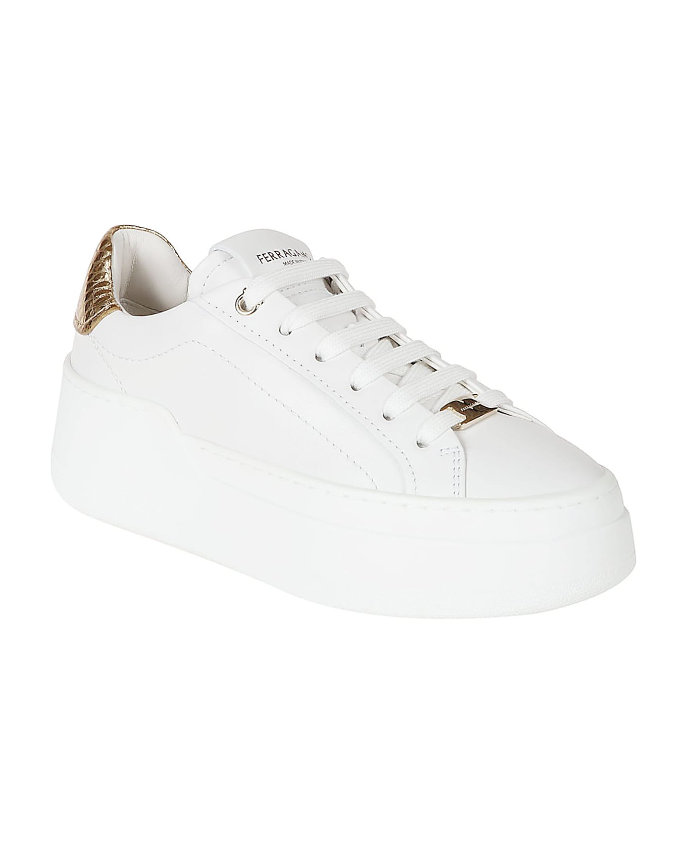 Ferragamo Dahlia 1 Sneakers - White/Gold ウェッジシューズ