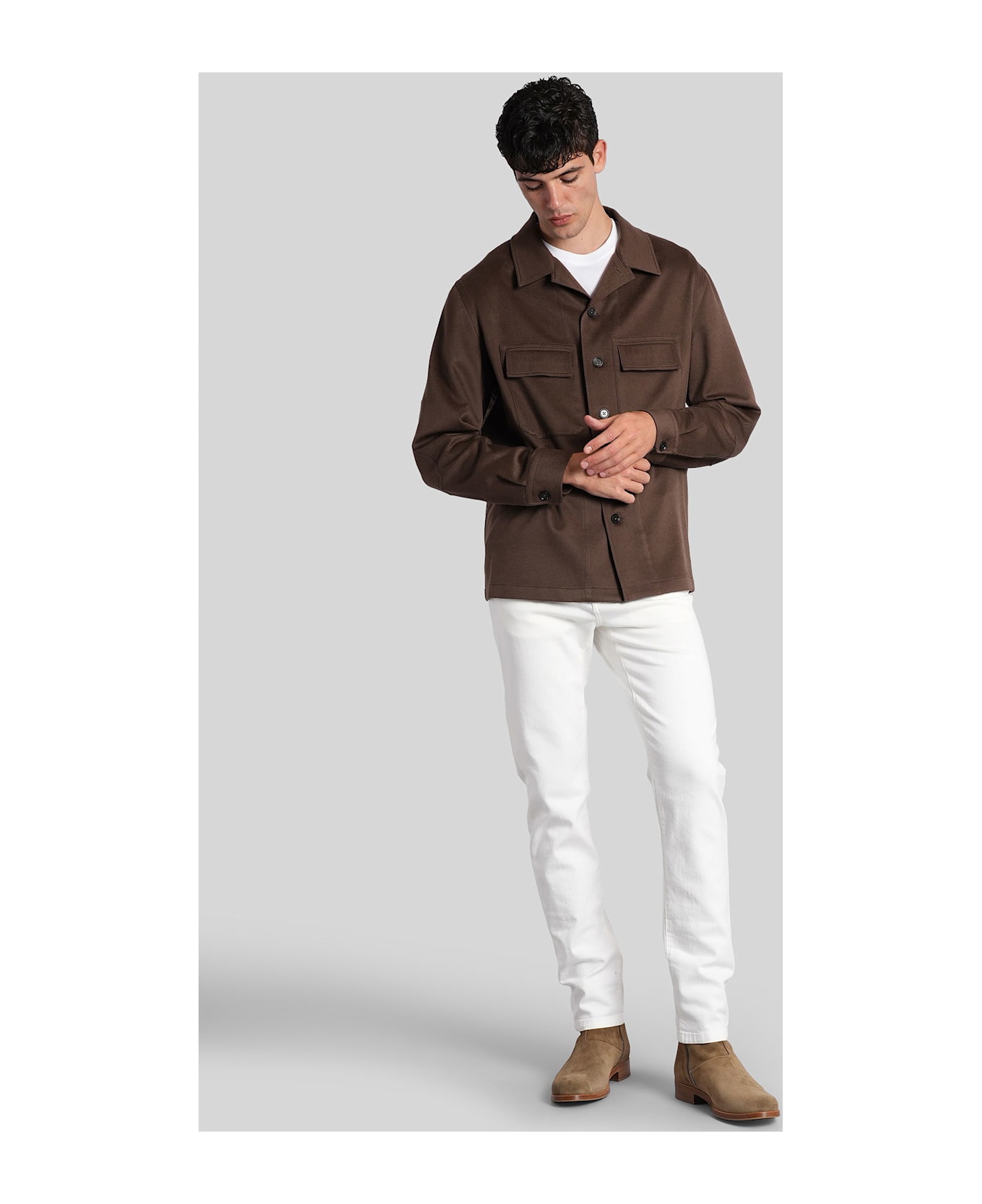 Zegna Casual Jacket In Brown Wool - brown