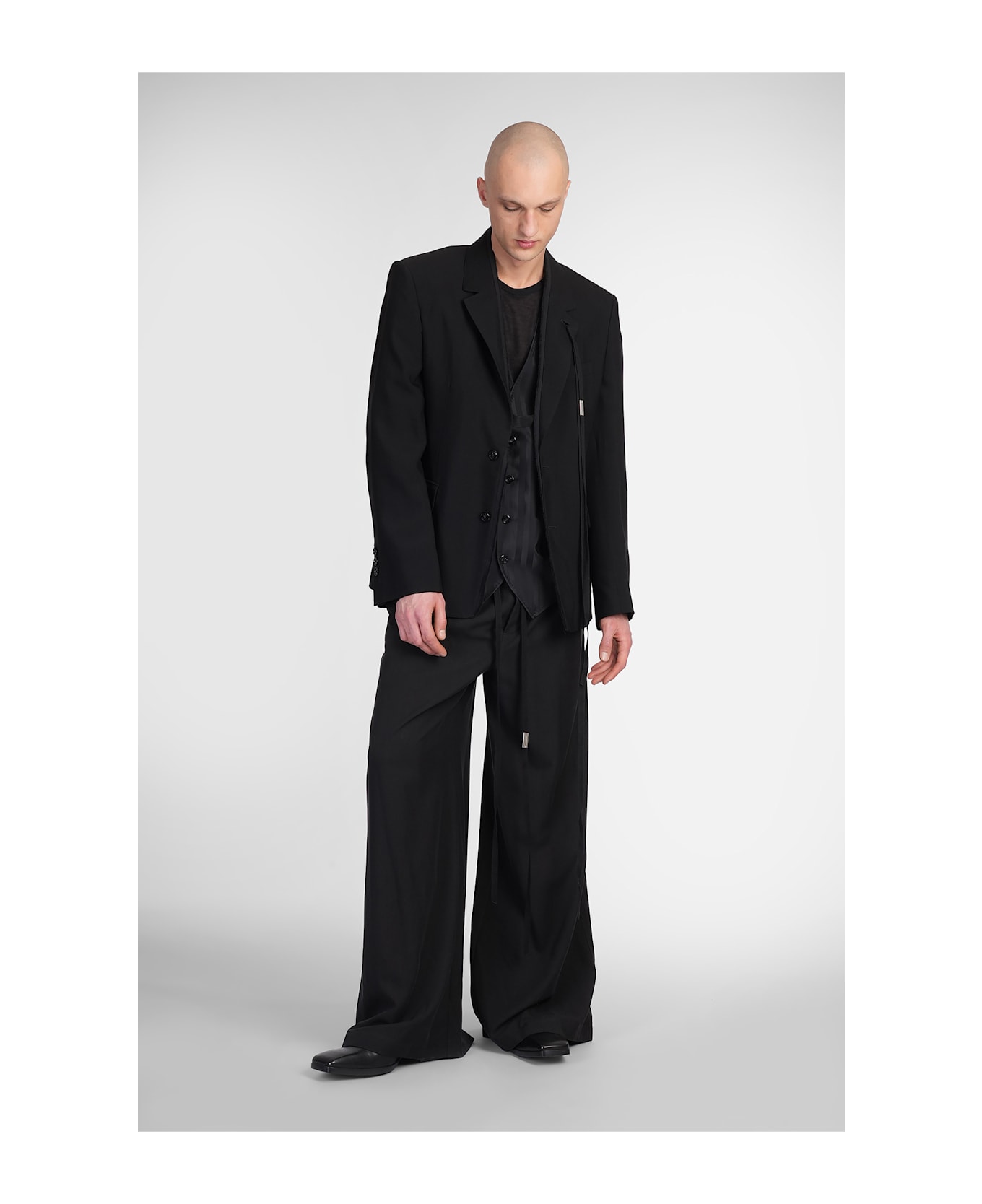 Ann Demeulemeester Ibert Pants In Black Wool And Polyester - black