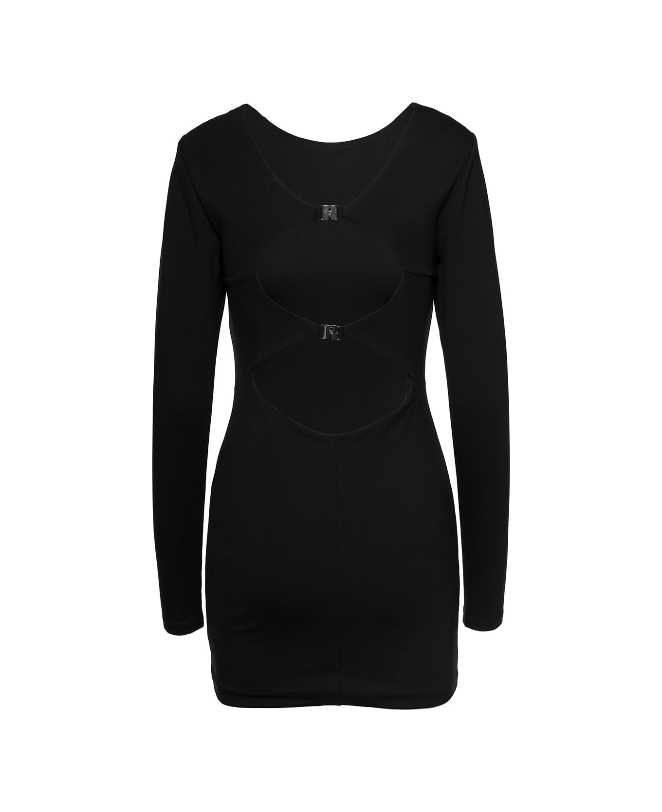 Rotate by Birger Christensen Black Mini Fitted Dress With Cut-out Details On The Back In Viscose Woman Rotate - Black ワンピース＆ドレス