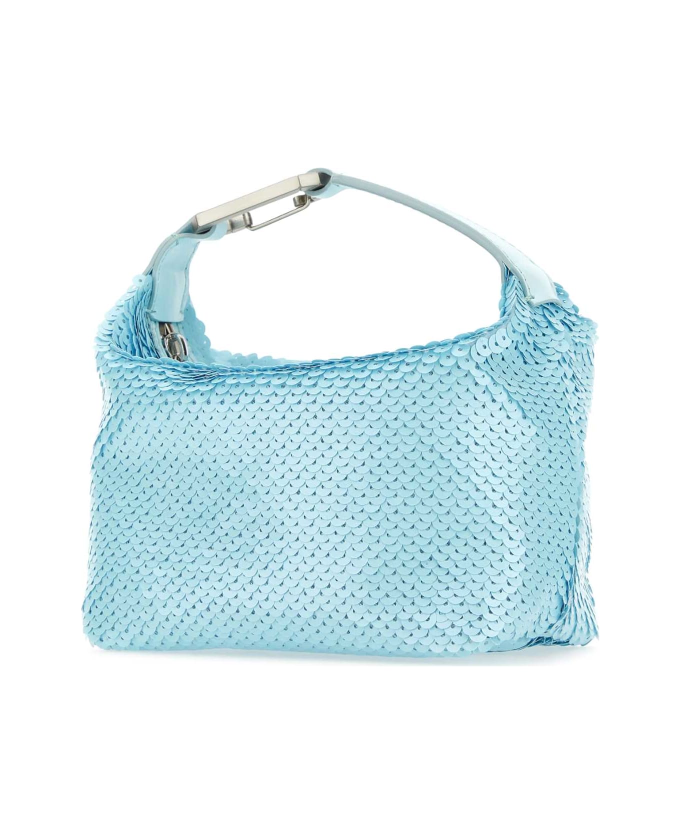 EÉRA Pastel Light-blue Sequins Moonbag Handbag - SKYBLUE