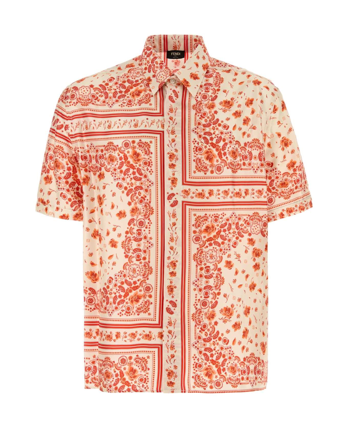 Fendi Printed Silk Shirt - CORAL