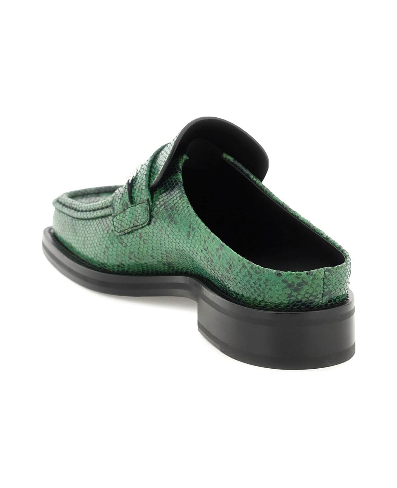 Martine Rose Piton-embossed Leather Loafers Mules - GREEN (Green)