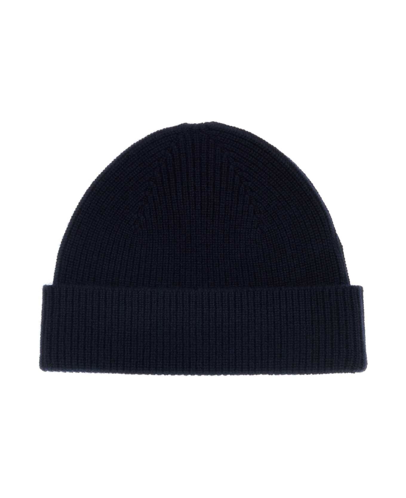 Zegna Dark Blue Cashmere Beanie Hat - B09