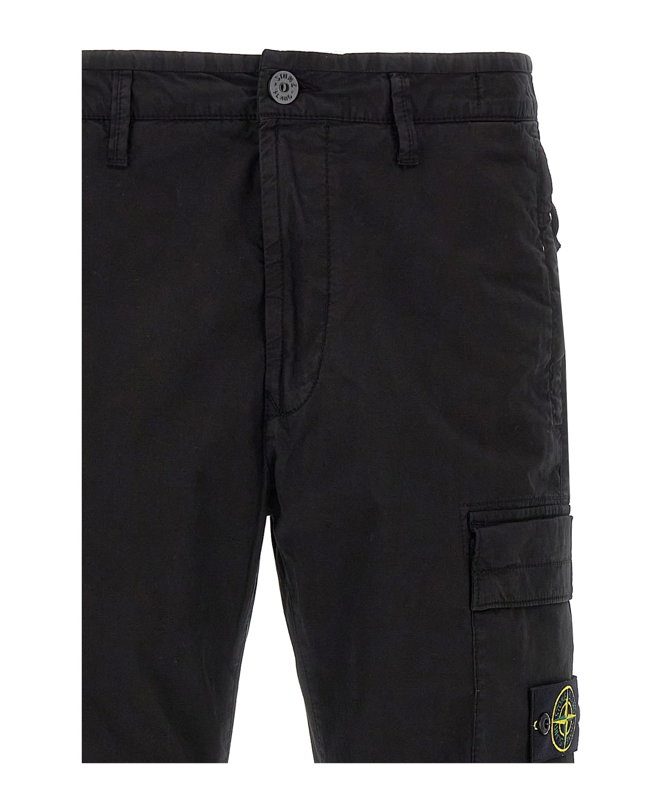 Stone Island Logo Badge Cargo Pants - Black  