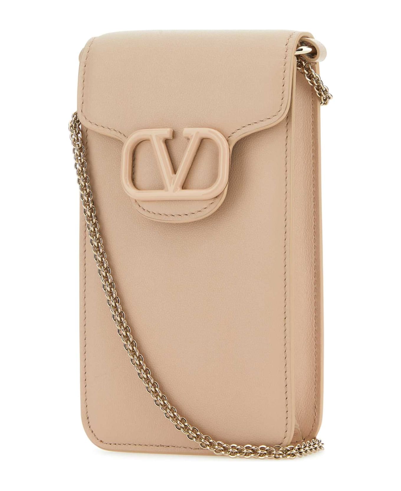 Valentino Garavani Skin Pink Leather Locã² Phone Case - Pink デジタルアクセサリー