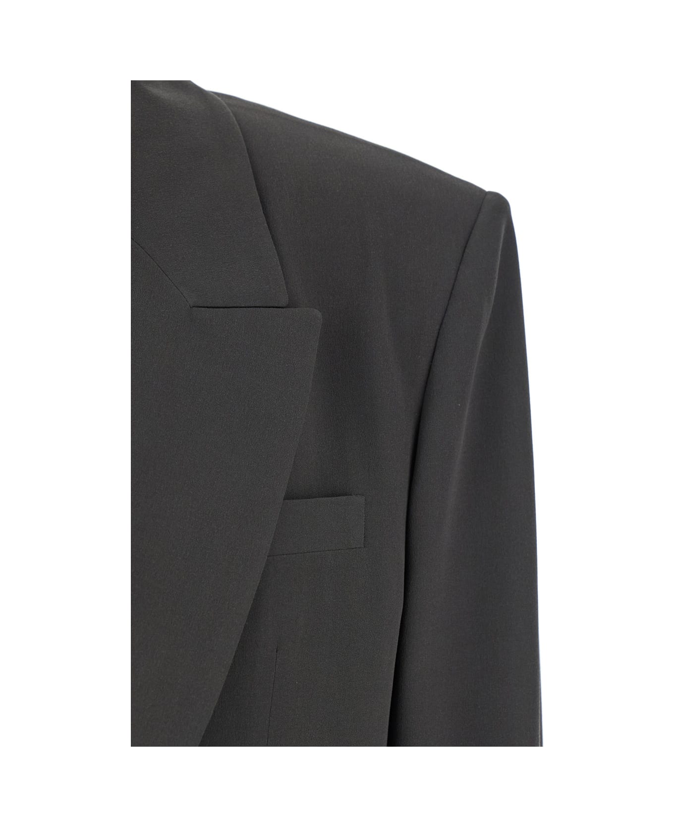 Saint Laurent Grey Single-breasted Jacket With Peak Revers In Silk Woman - Grey