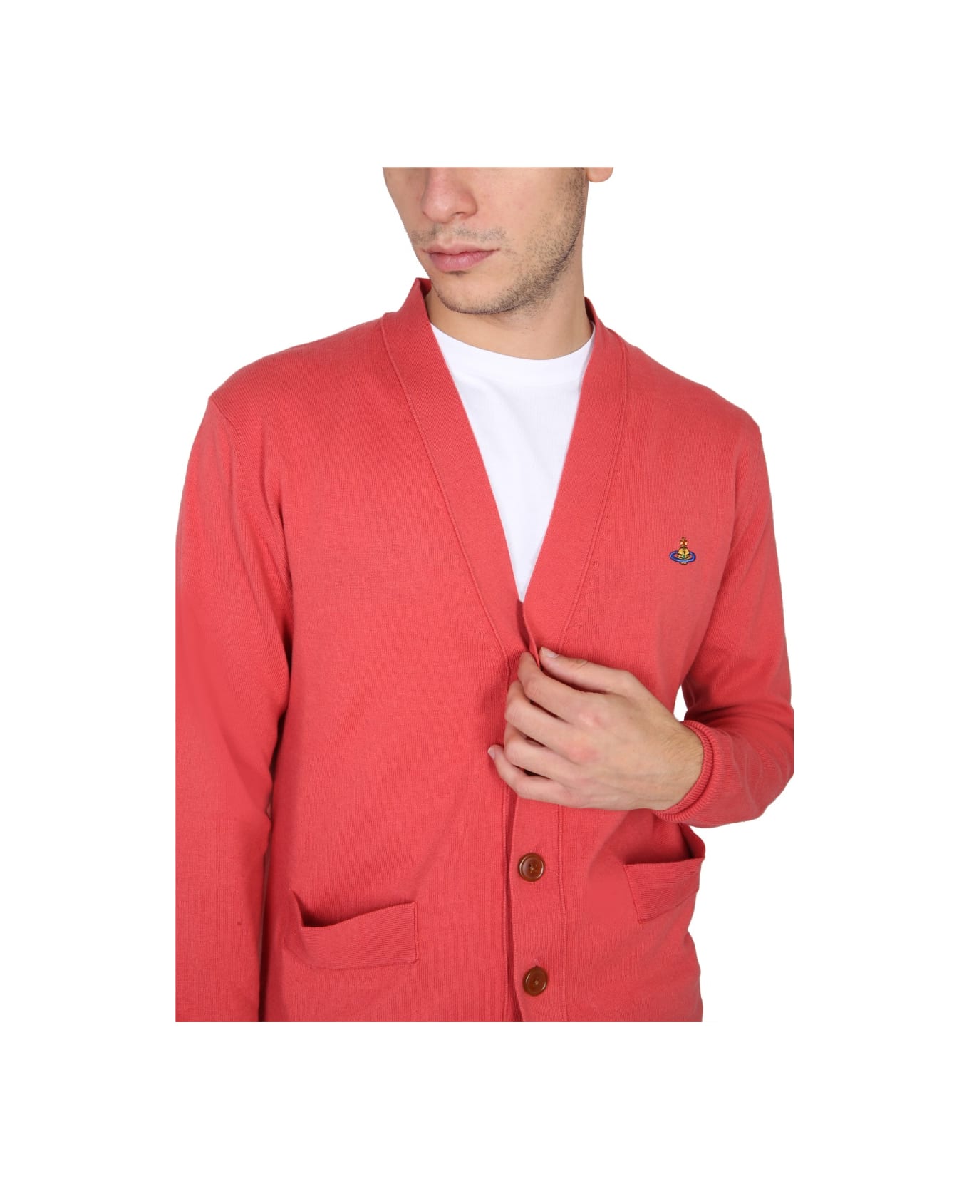 Vivienne Westwood Cardigan With Orb Embroidery - RED