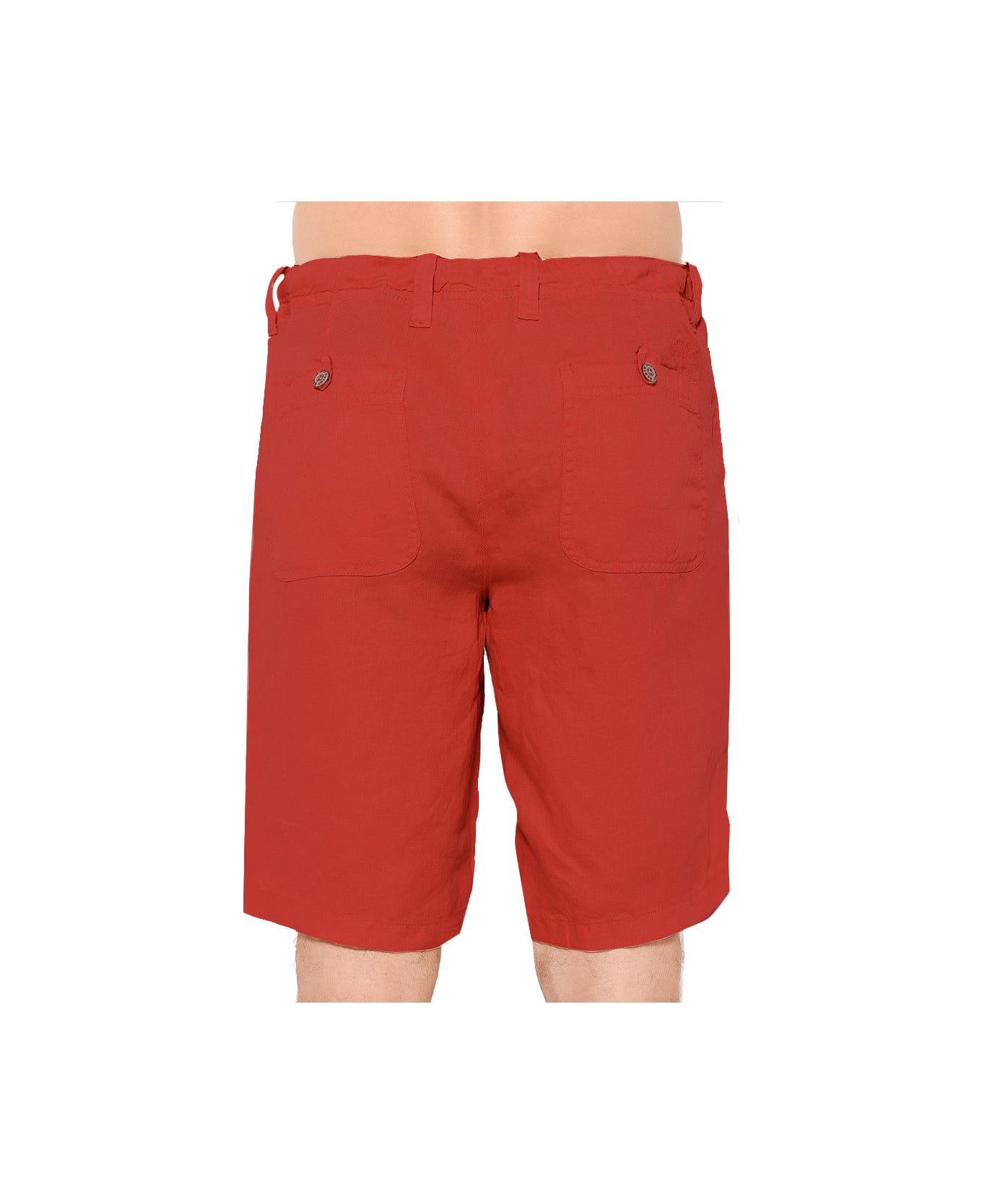 MC2 Saint Barth Linen Bermuda Red Shorts - RED