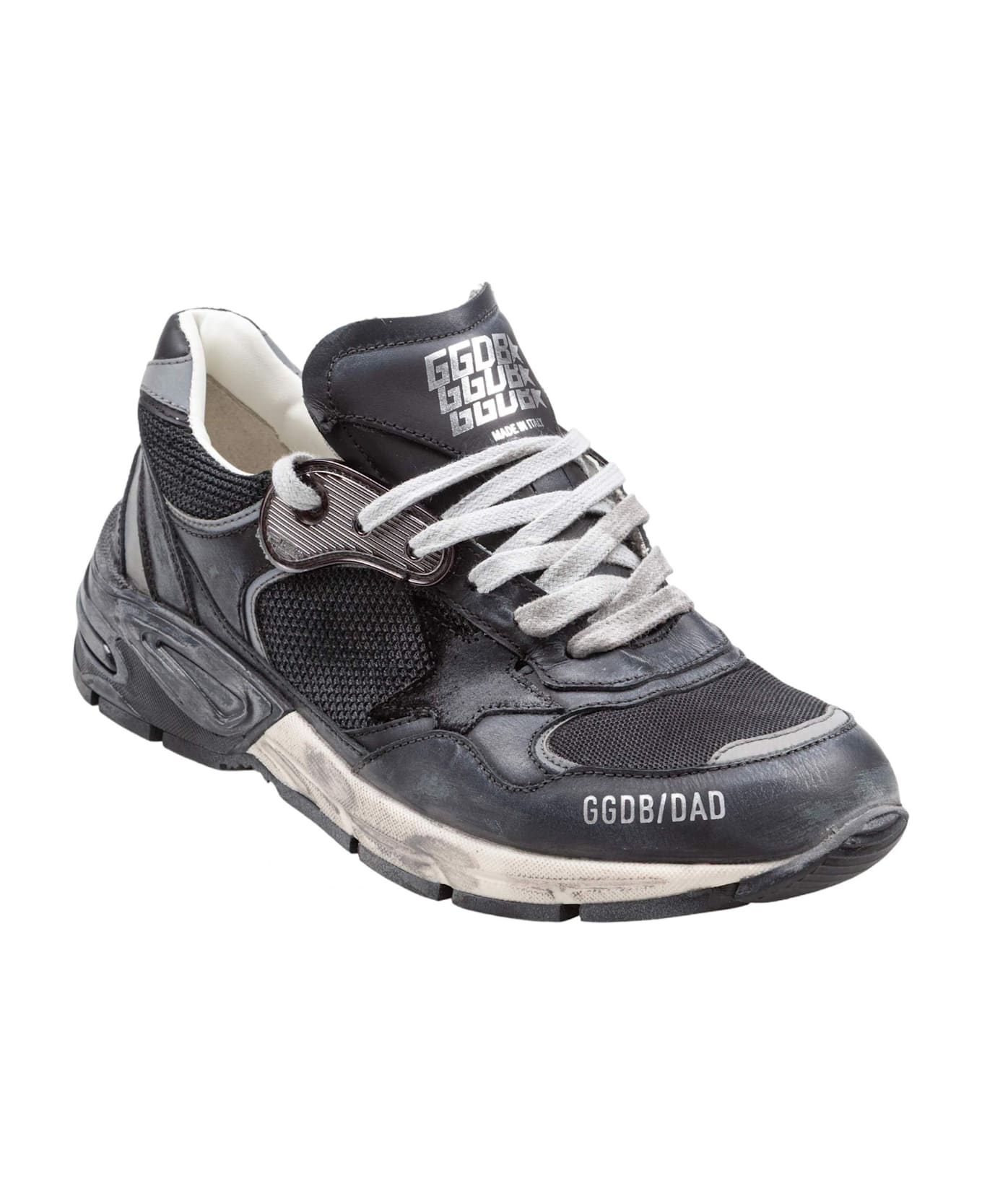 Golden Goose Black Leather And Mesh Running Dad Sneakers - Black/Gray