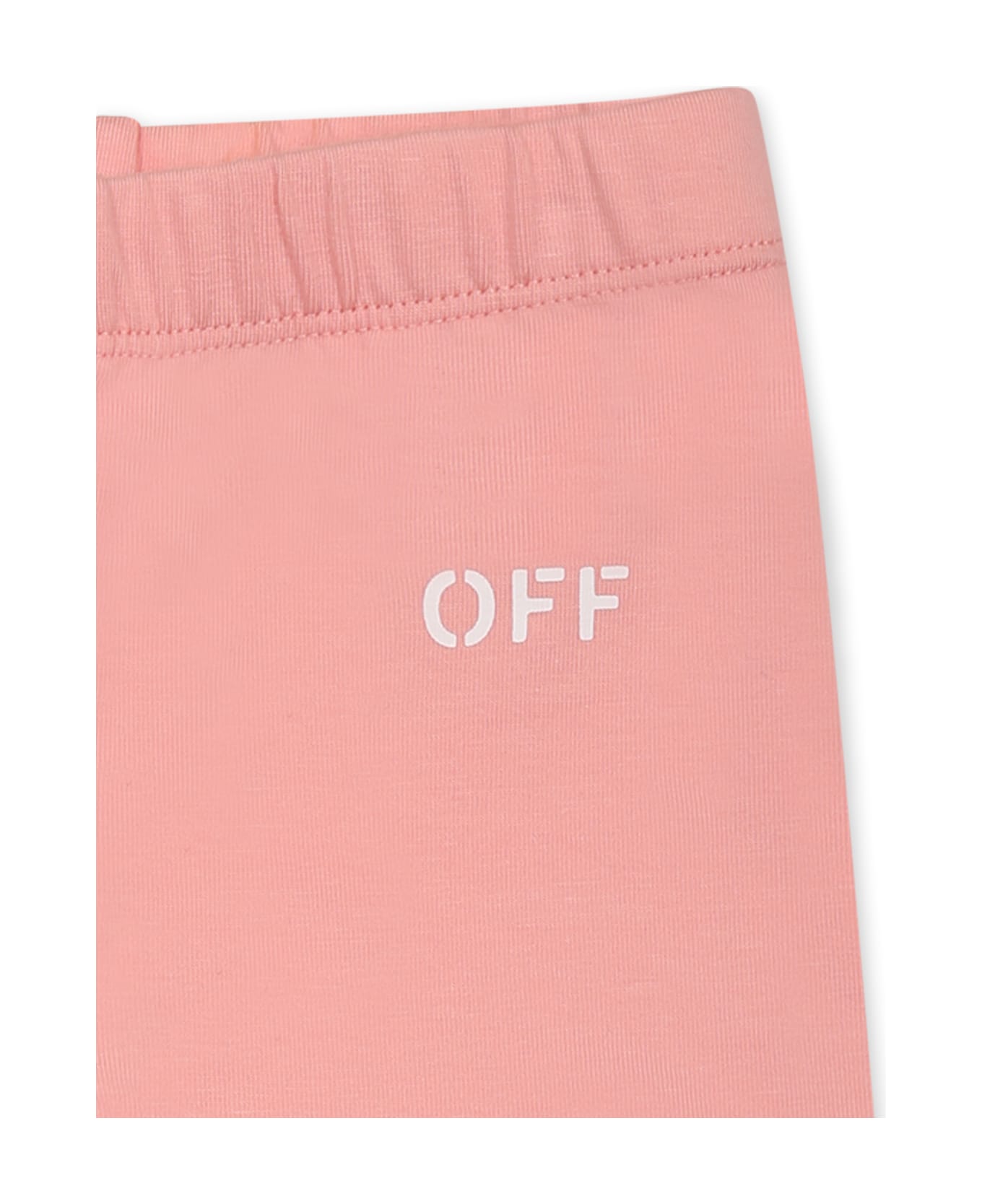 Off-White Pink Leggings For Baby Girl With Logo - PINK