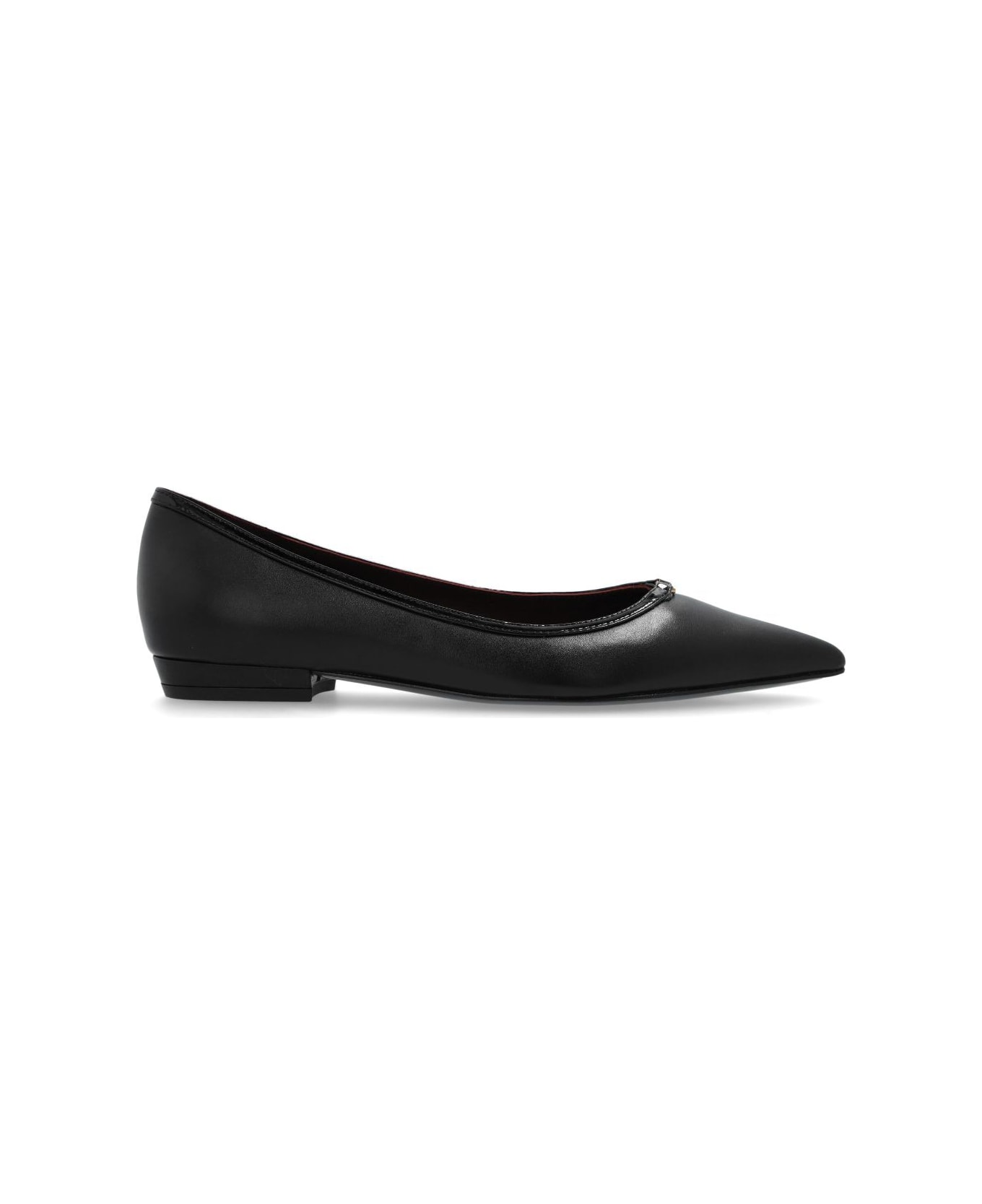 Tory Burch Double T Buckle Pointed Toe Flat - Perfect Black