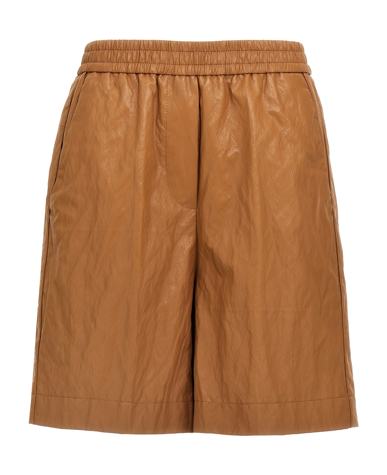 (nude) Leather-effect Bermuda Shorts - Brown