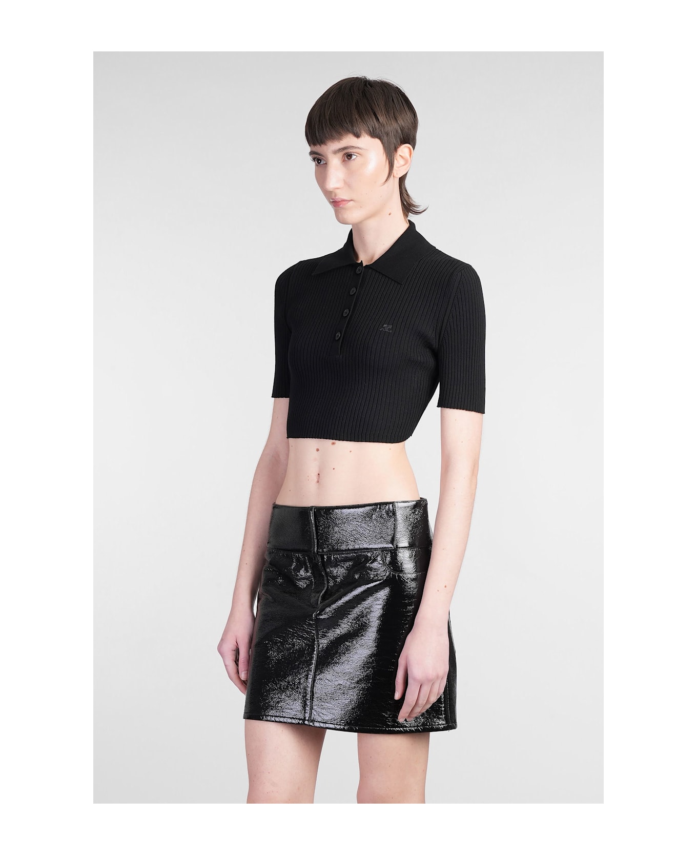 Courrèges Polo In Black Viscose - black