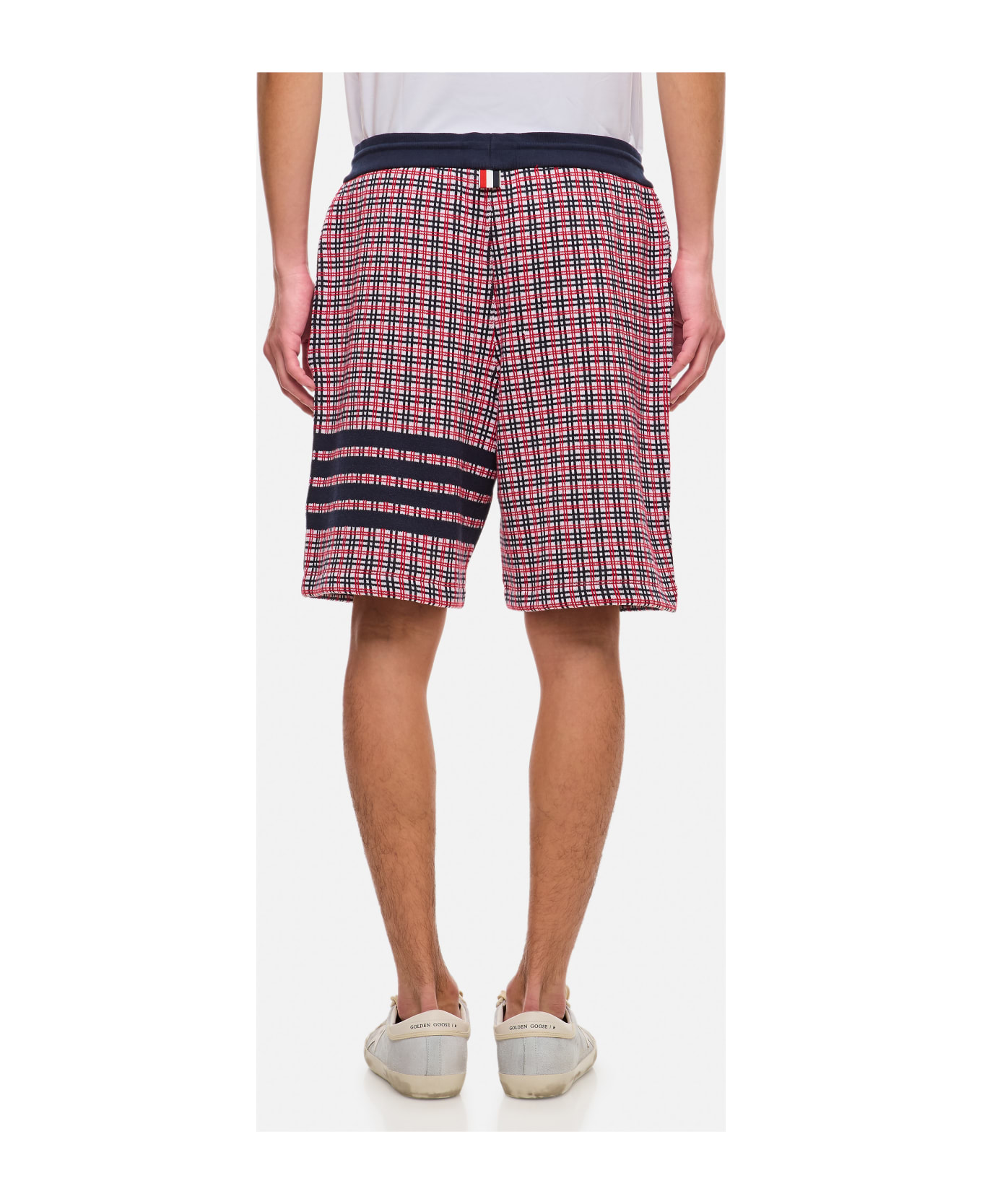 Thom Browne Check 4 Bar Sweat Cotton Shorts - MultiColour