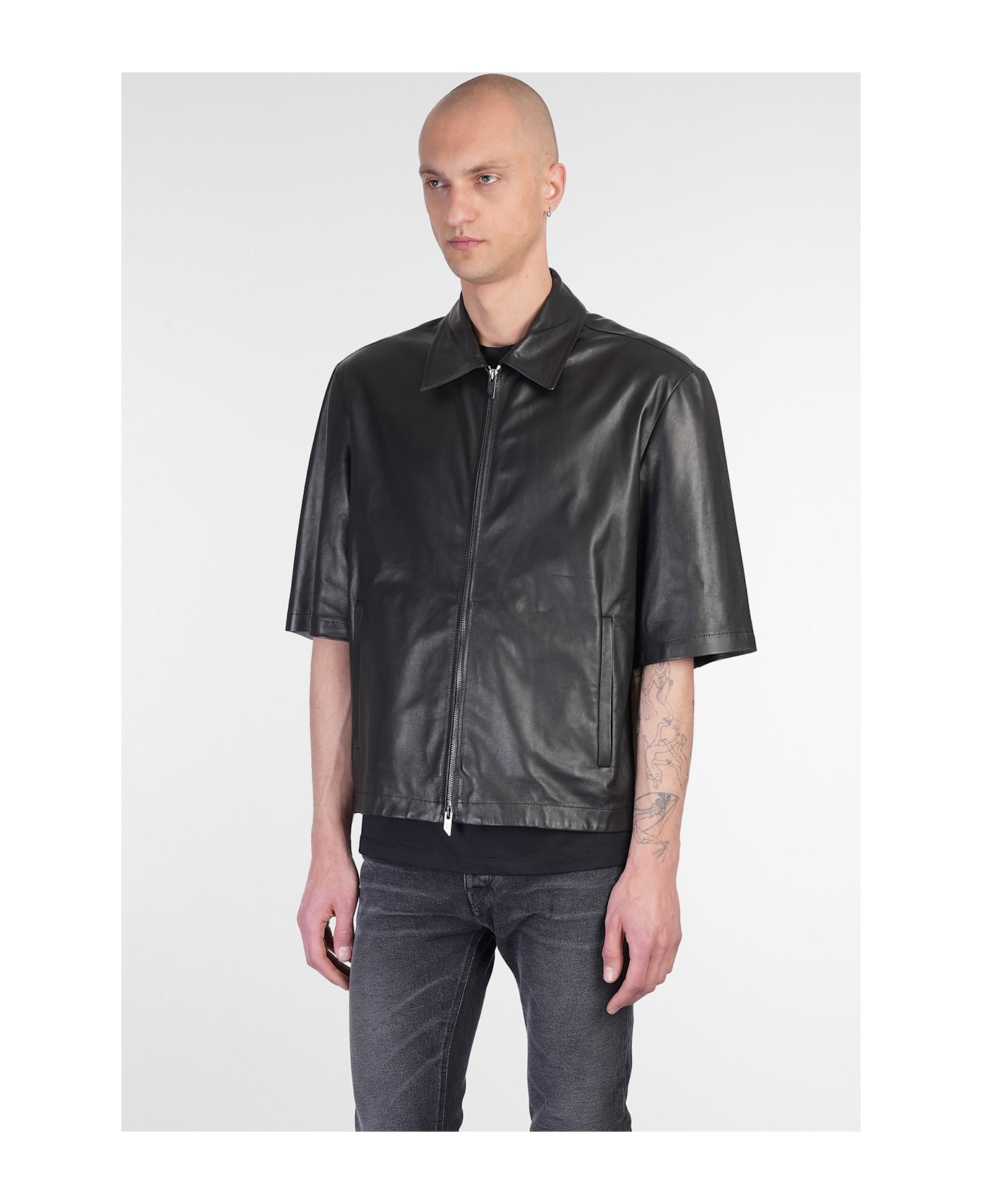 Salvatore Santoro Shirt In Black Leather - black