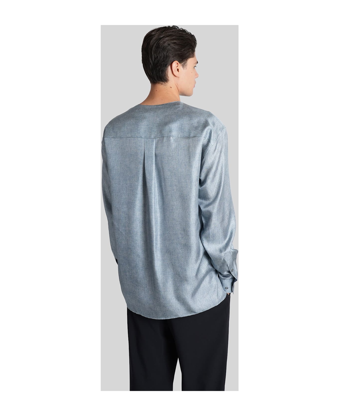 Giorgio Armani Shirt In Blue Silk - blue