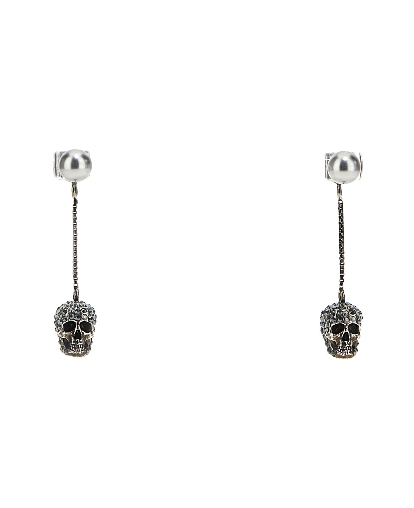 Alexander McQueen 'skull' Pearl Earrings - Silver
