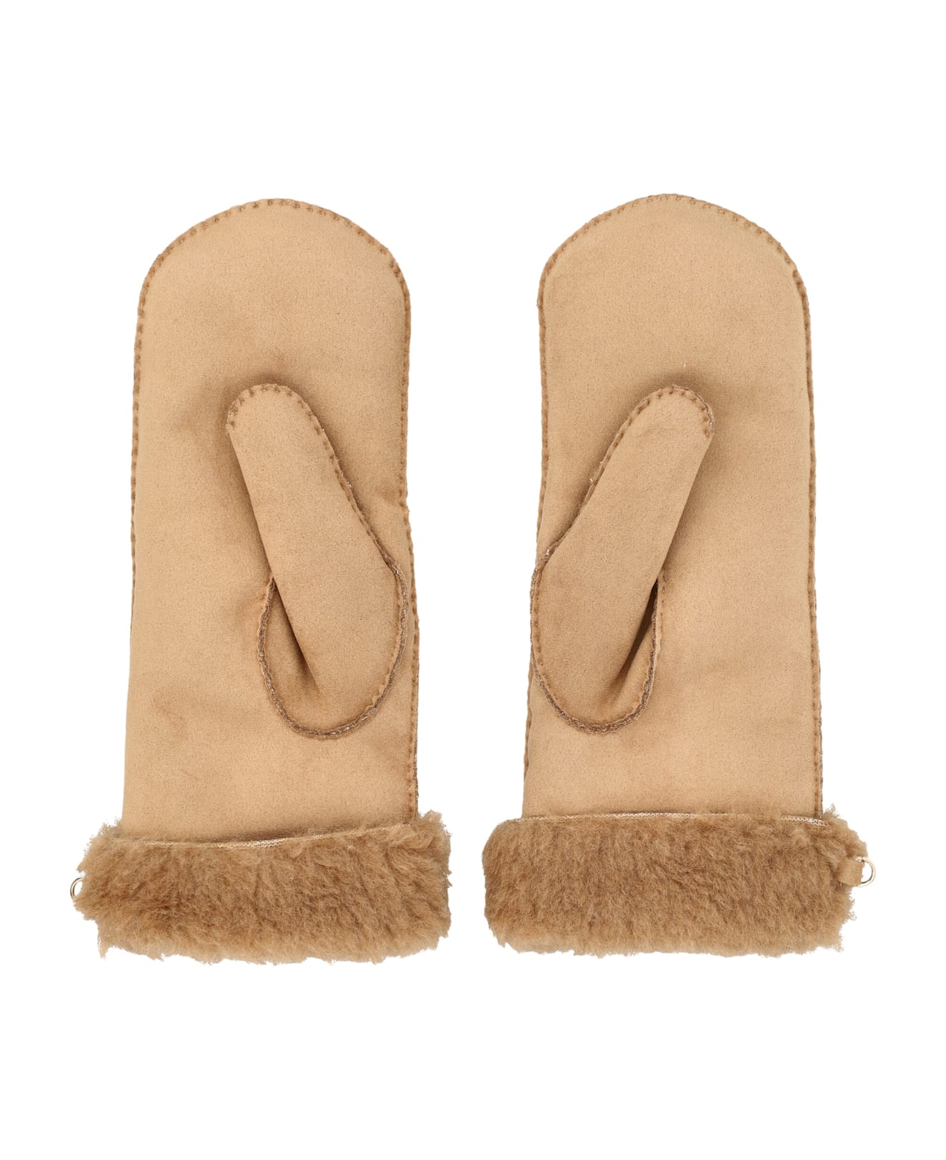 Max Mara Bouclé Mittens With Removable Lanyard - CAMEL