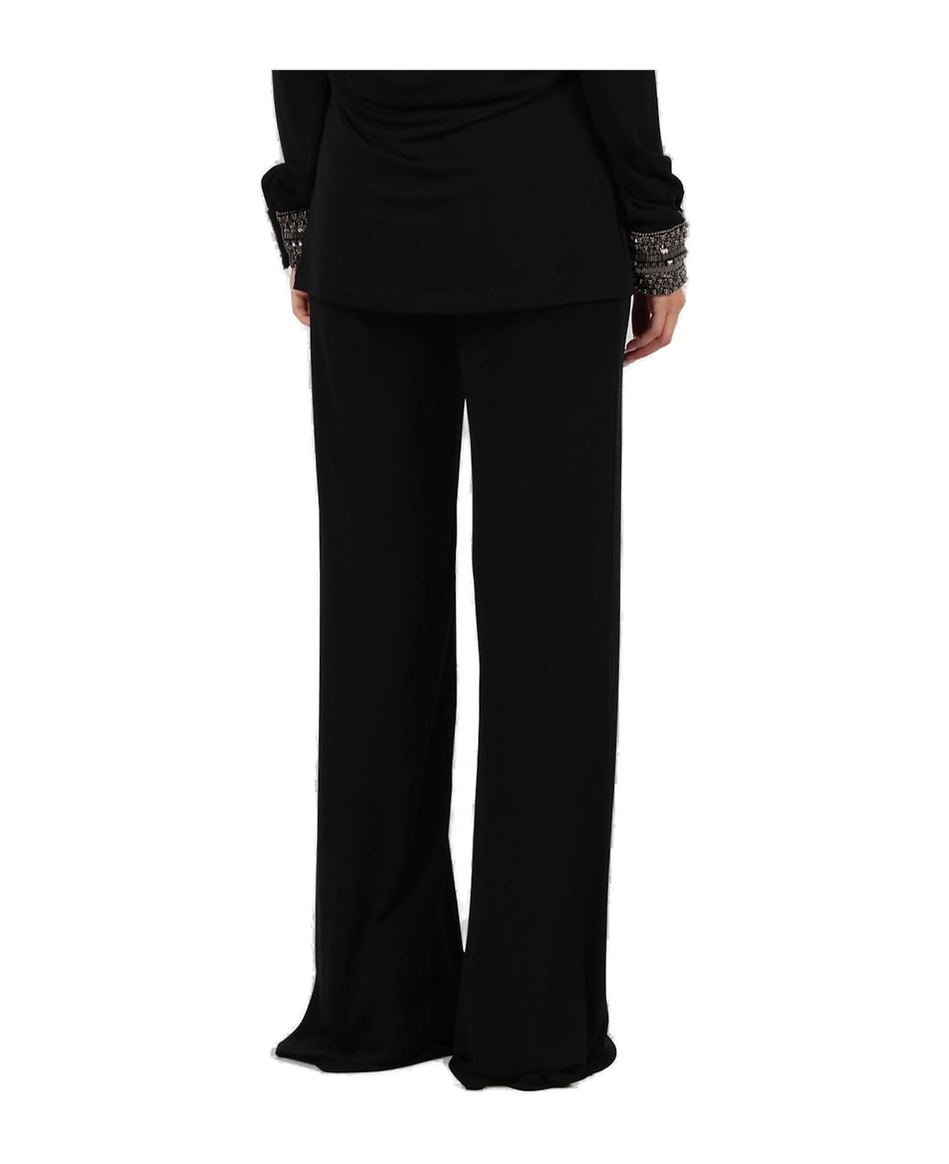 Alberta Ferretti Elasticated Waistband Wide-leg Cady Trousers - Black ボトムス