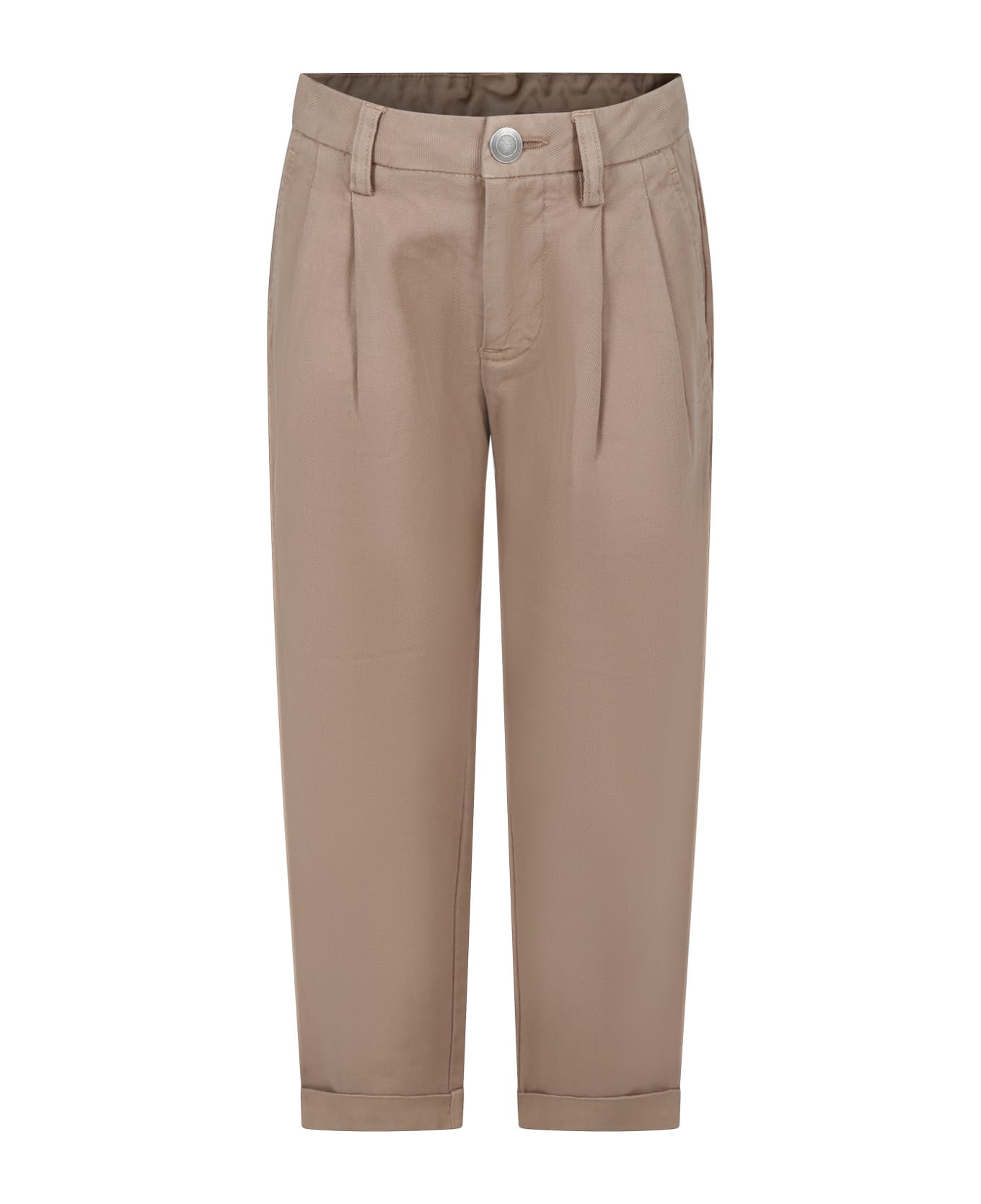 Dondup Beige Trousers For Boy With Logo - Brown