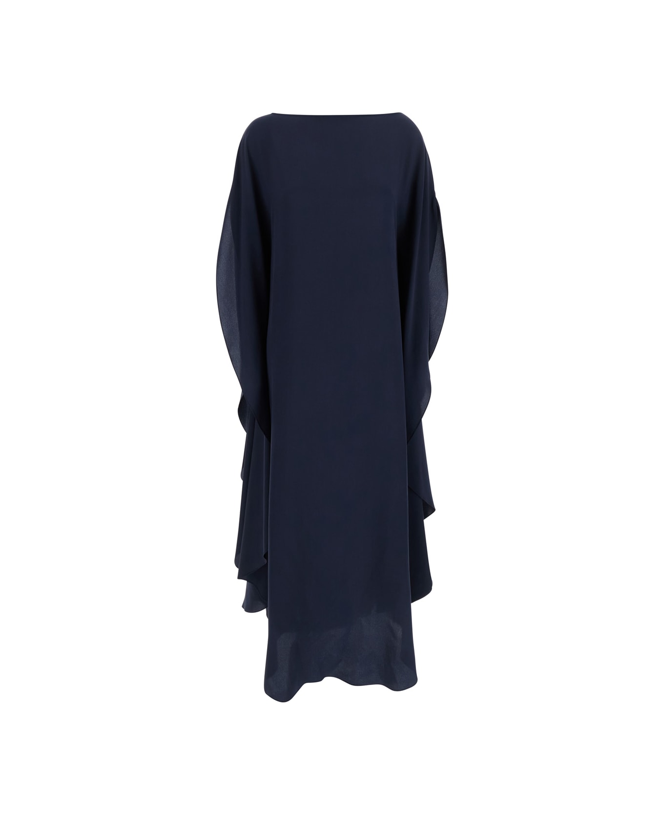Gianluca Capannolo 
iris
 Midnight Blue Dress With Round Neck And Wide Sleeves In Silk Woman - Blu
