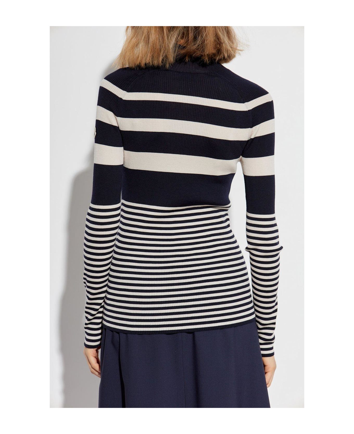Moncler Turtleneck Striped Knit Jumper - Blu