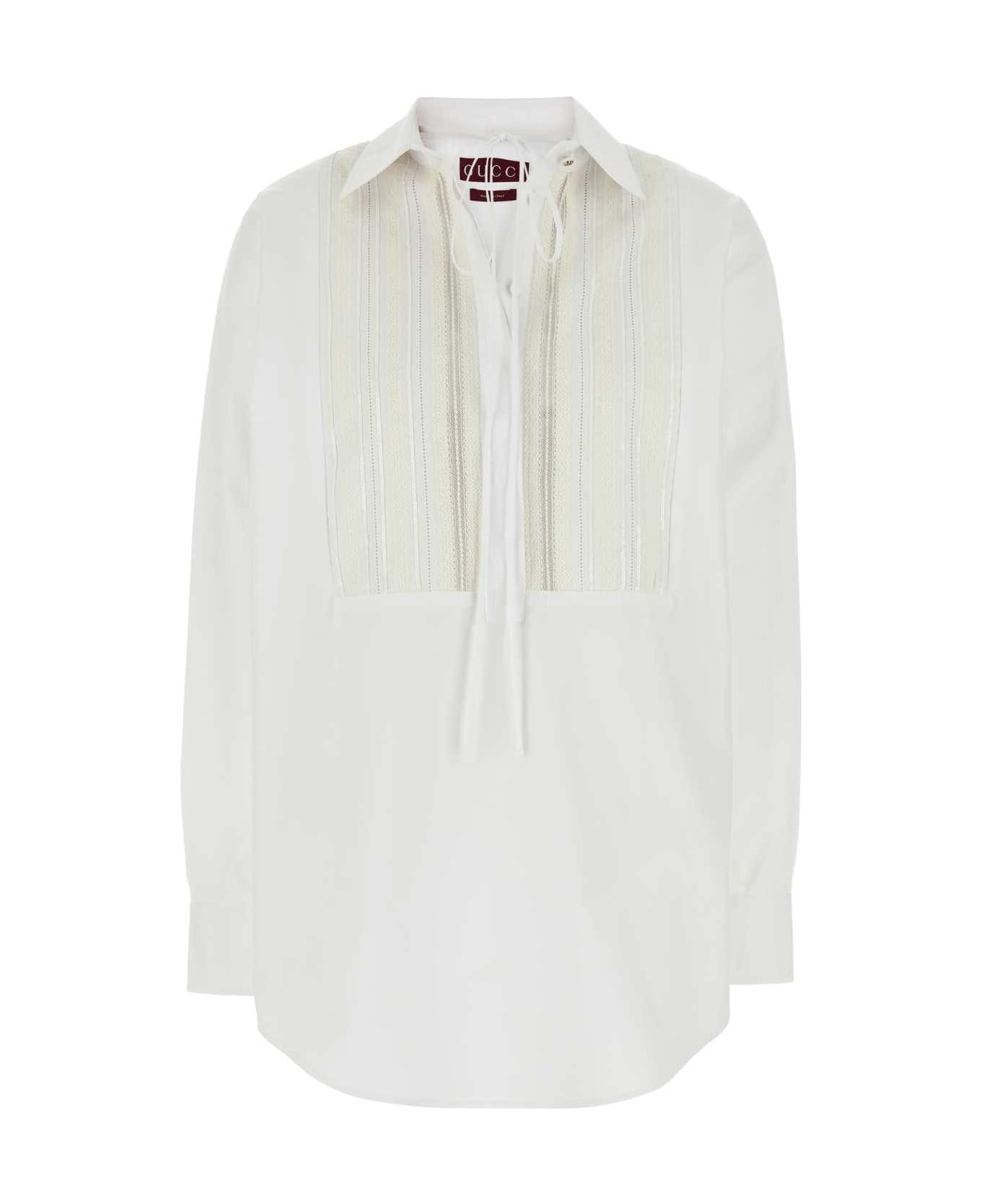 Gucci White Poplin Oversize Shirt - WHITE