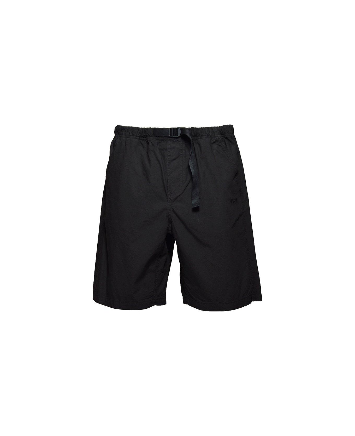 MSGM Elastic Belted Waist Shorts - Black ショートパンツ