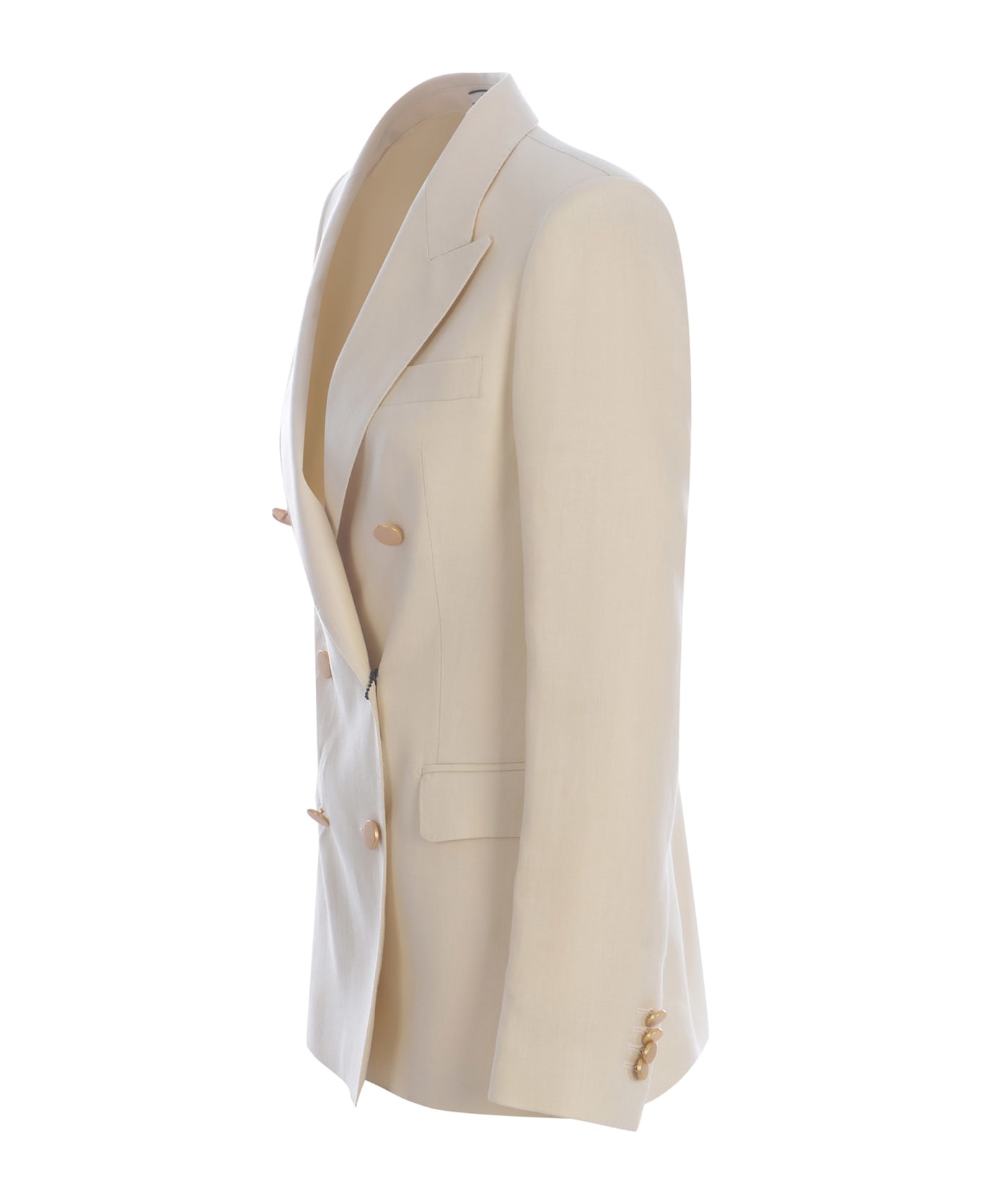 Tagliatore Double-breasted Jacket Tagliatore "j-parigi" Made Of Linen - Avorio