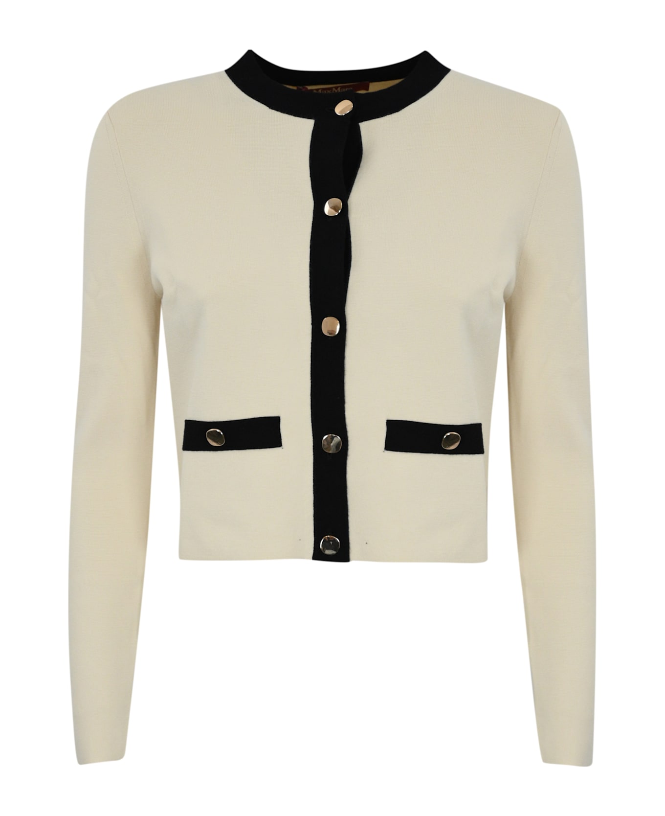 Max Mara Studio "agito" Knitted Jacket - Avorio bordi