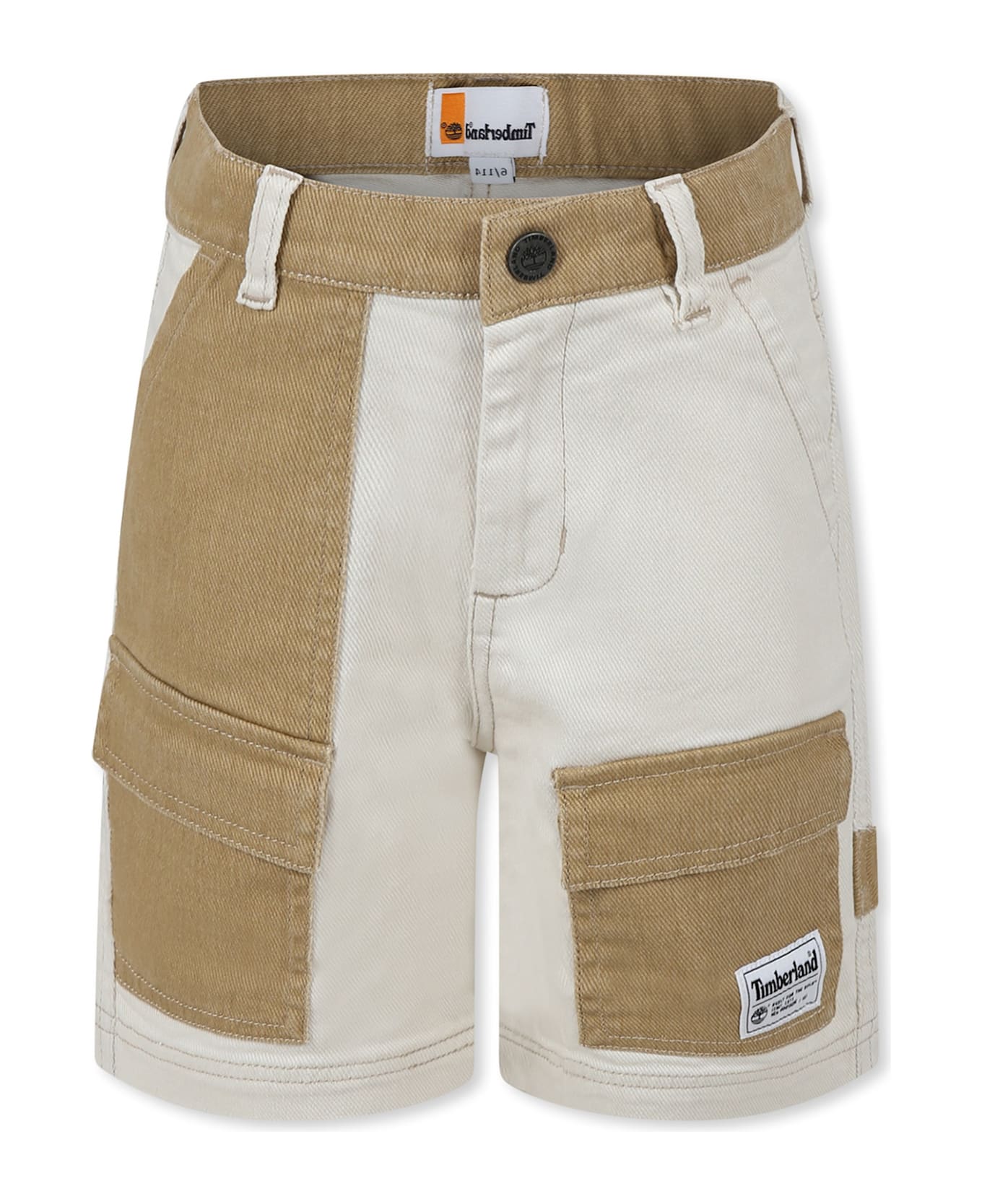 Timberland Ivory Shorts For Boy With Logo - Ivory