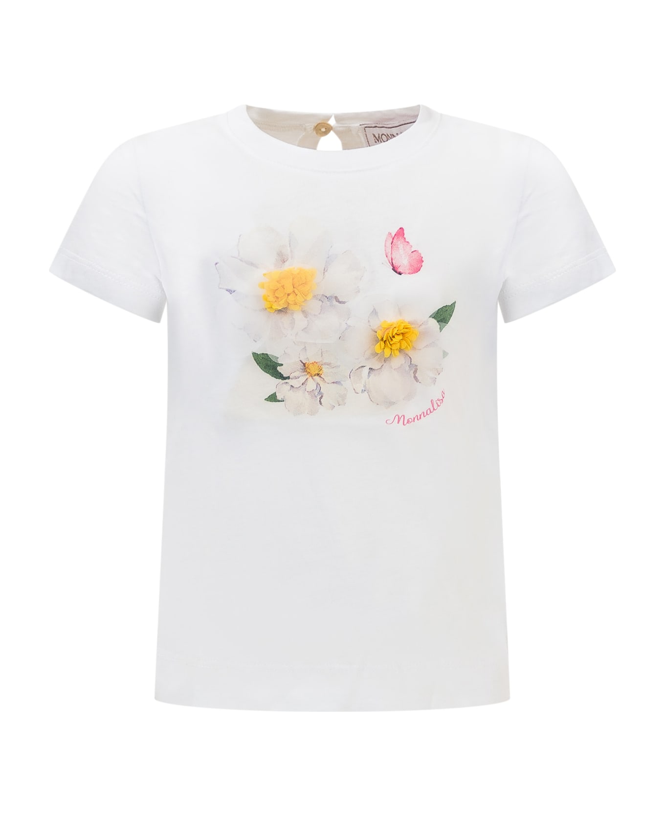 Monnalisa Floral T-shirt - BIANCO Tシャツ＆ポロシャツ