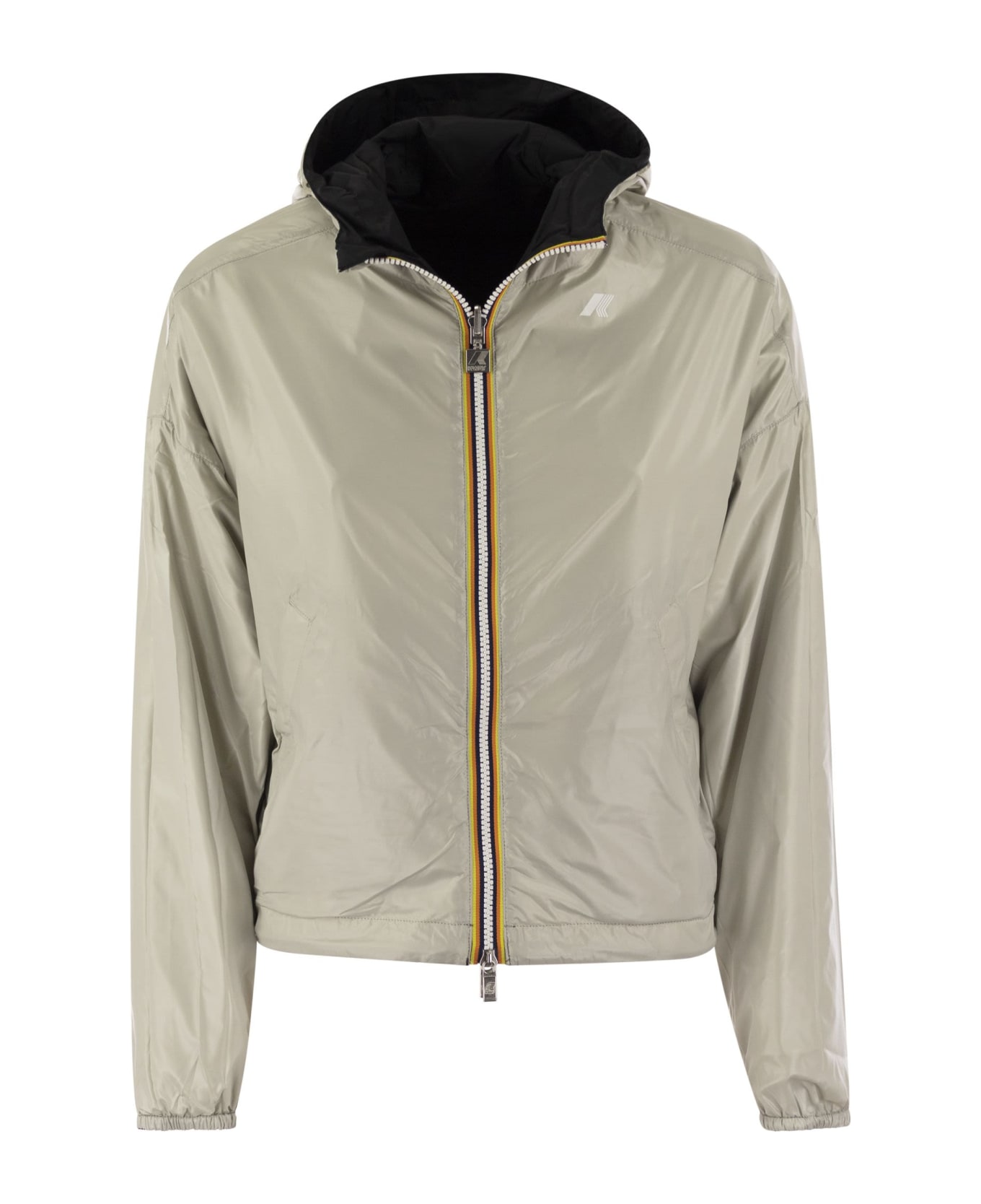 K-Way Laurette Plus - Reversible Hooded Jacket - Black/beige