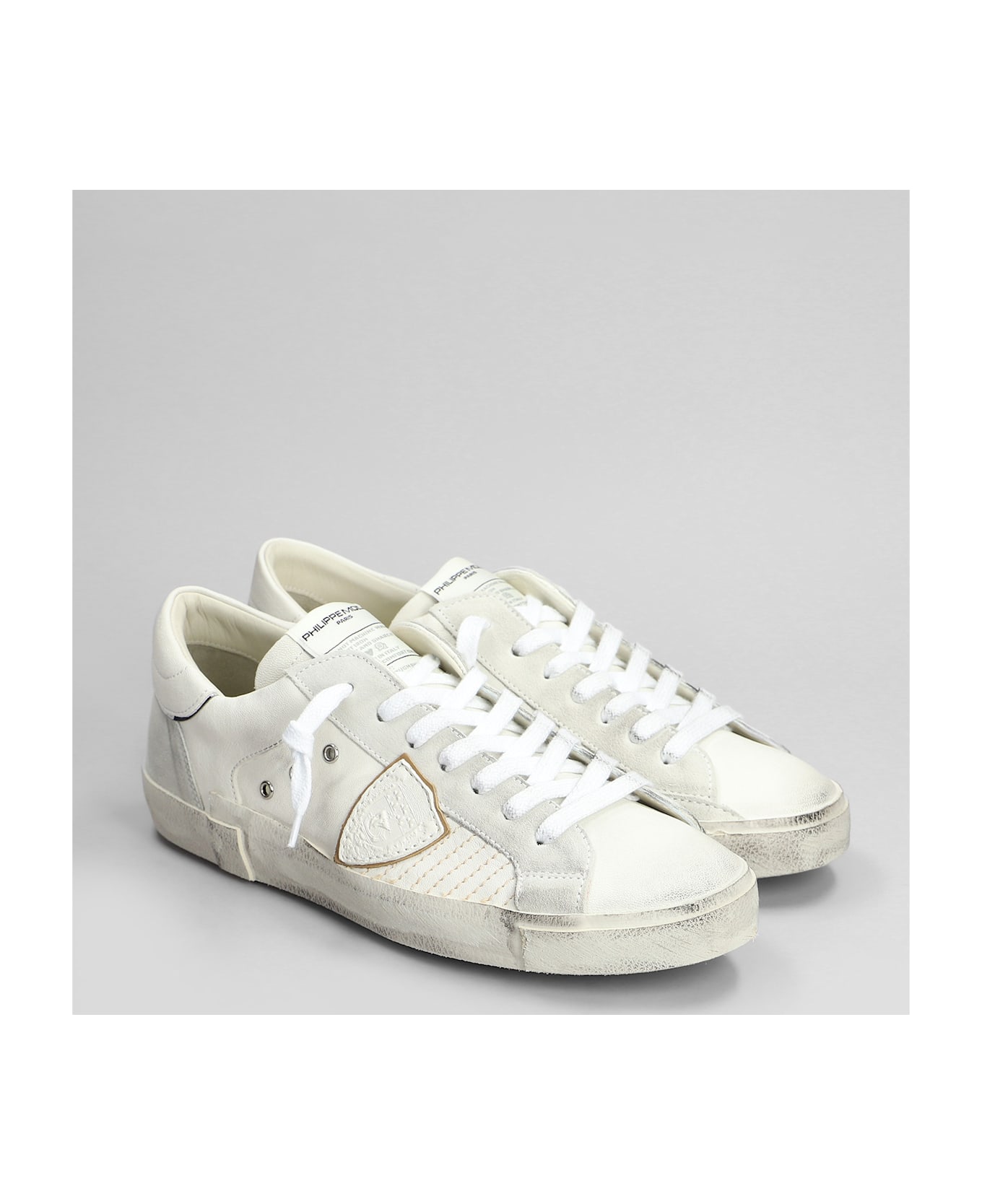 Philippe Model Prsx Low Sneakers In Beige Leather - beige