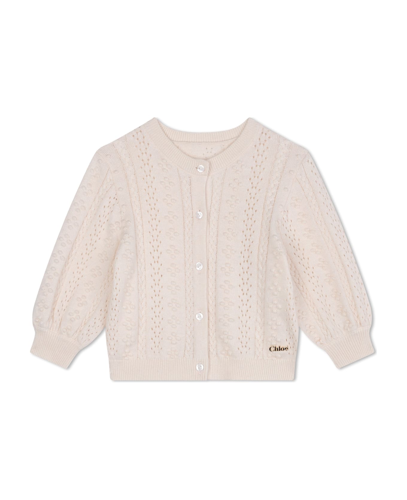 Chloé Cardigan With Logo - Beige