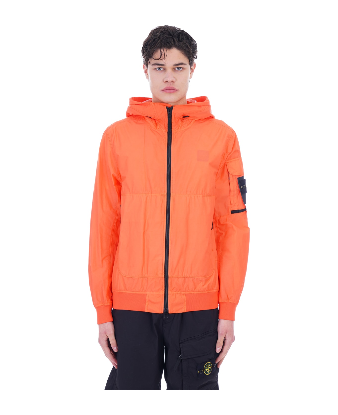 Stone Island Casual Jacket In Orange Polyamide - orange