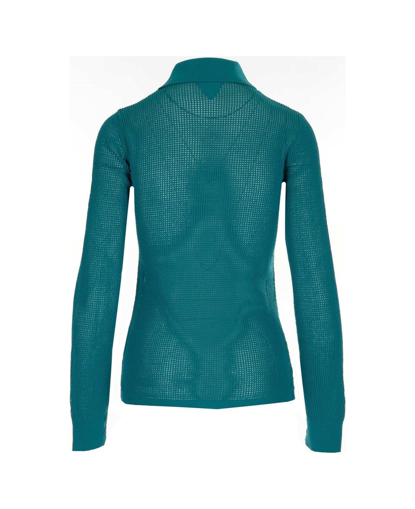 Bottega Veneta Mesh Buttoned Cardigan - BLUE